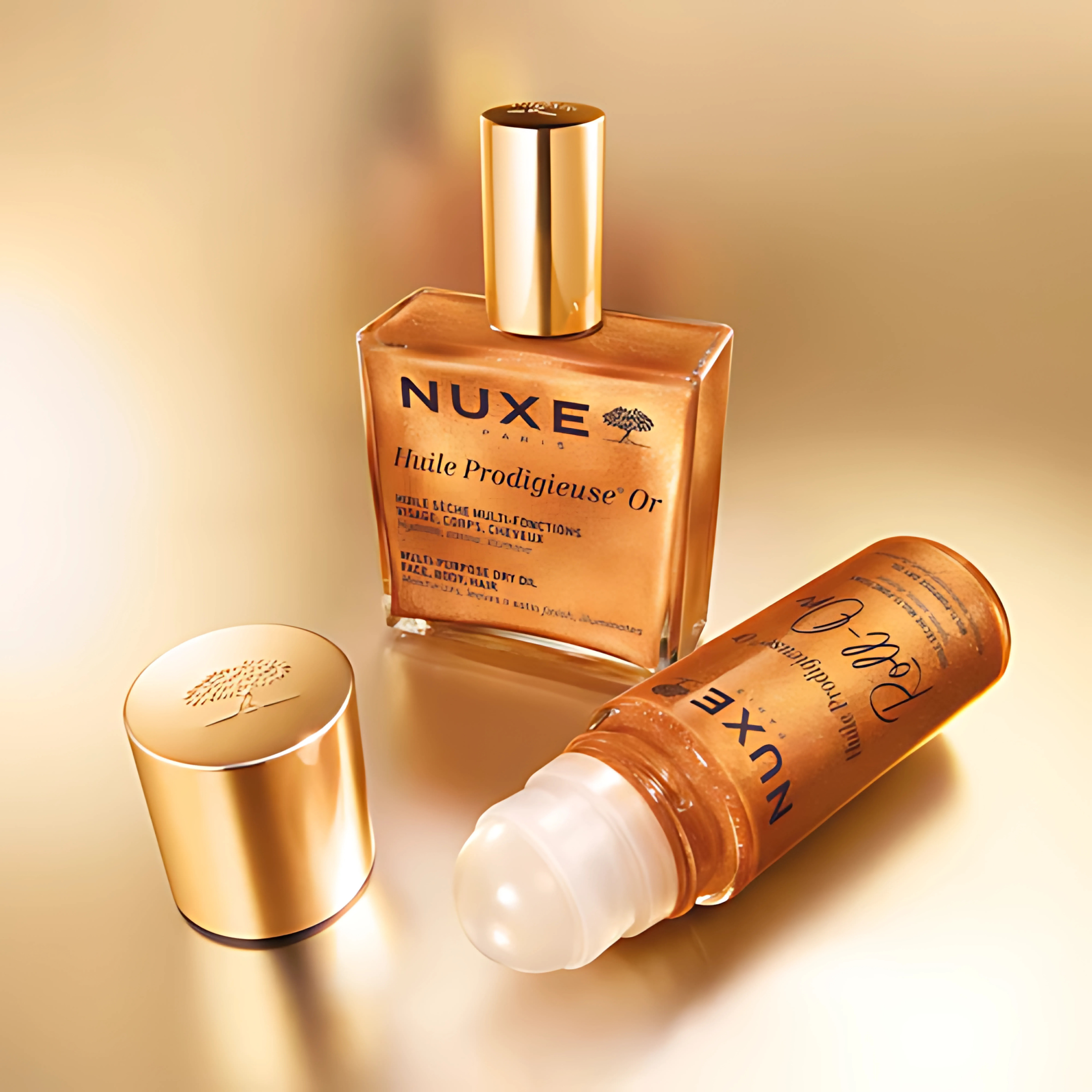 Nuxe Huile Prodigieuse Roll-On Or 60ml - Aceite Iluminador Rostro, Cuerpo, Cabello - Nutre y Repara