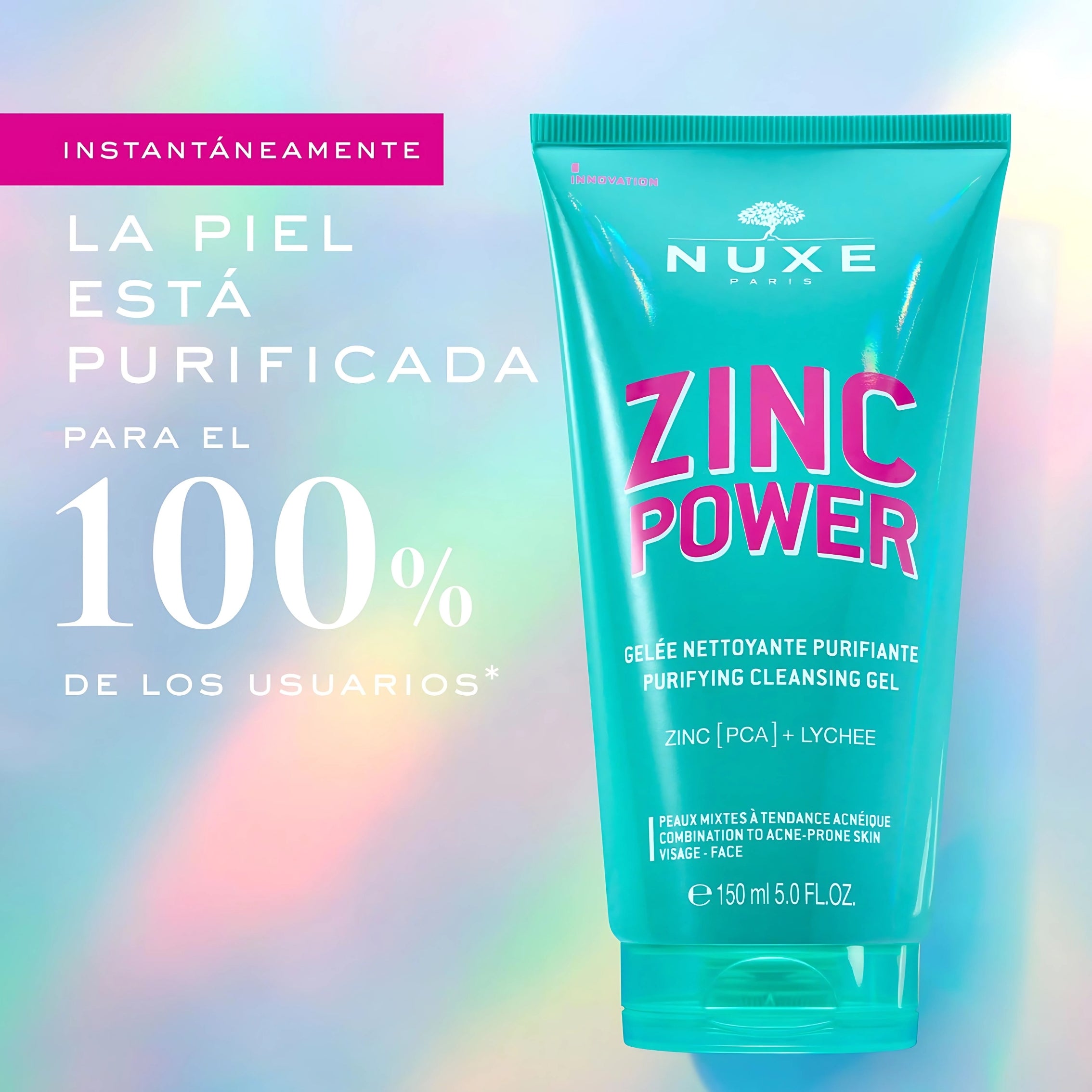 Nuxe Zinc Power Gel Limpiador Purificante 150ml - Control de Sebo, Puntos Negros e Impurezas