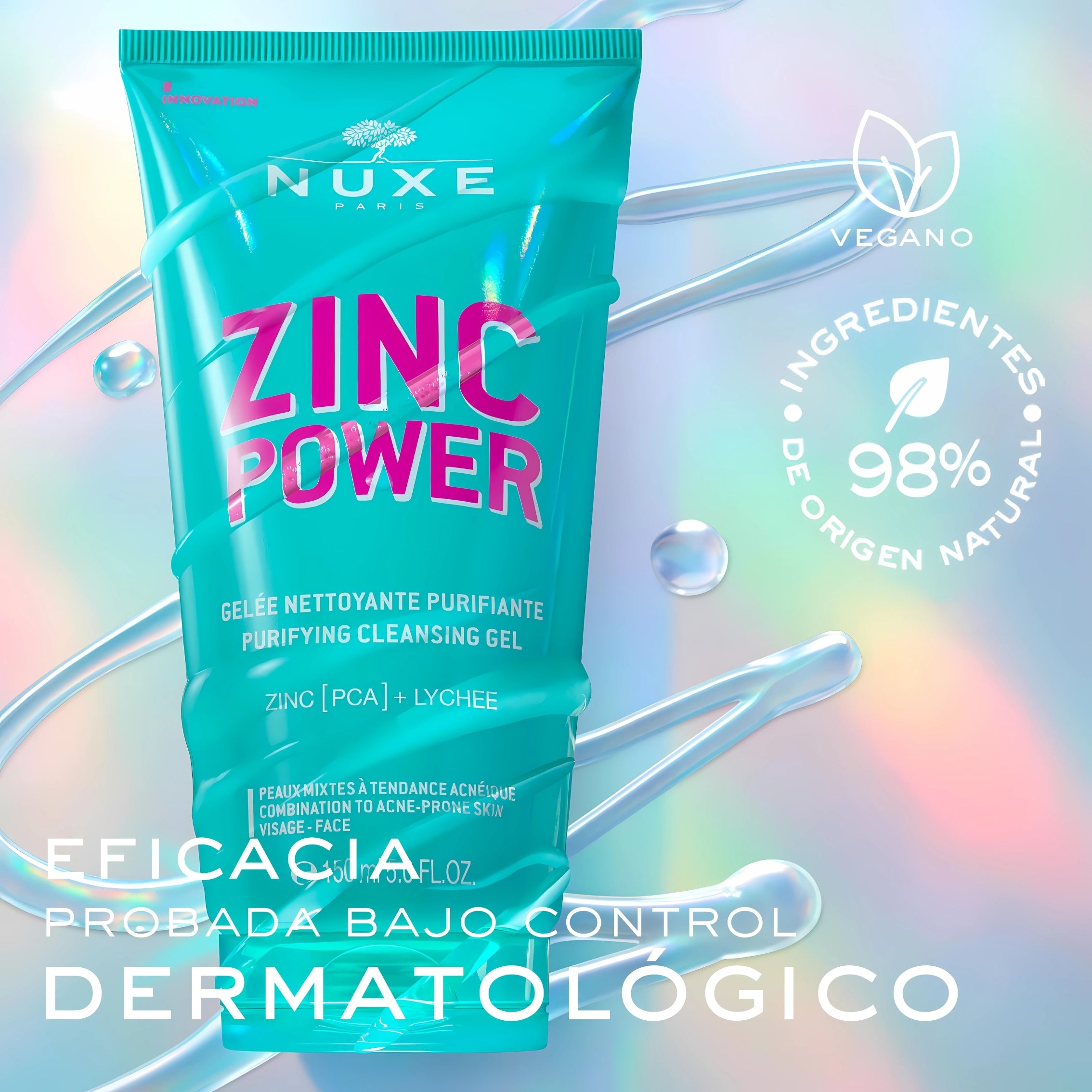 Nuxe Zinc Power Gel Limpiador Purificante 150ml - Control de Sebo, Puntos Negros e Impurezas