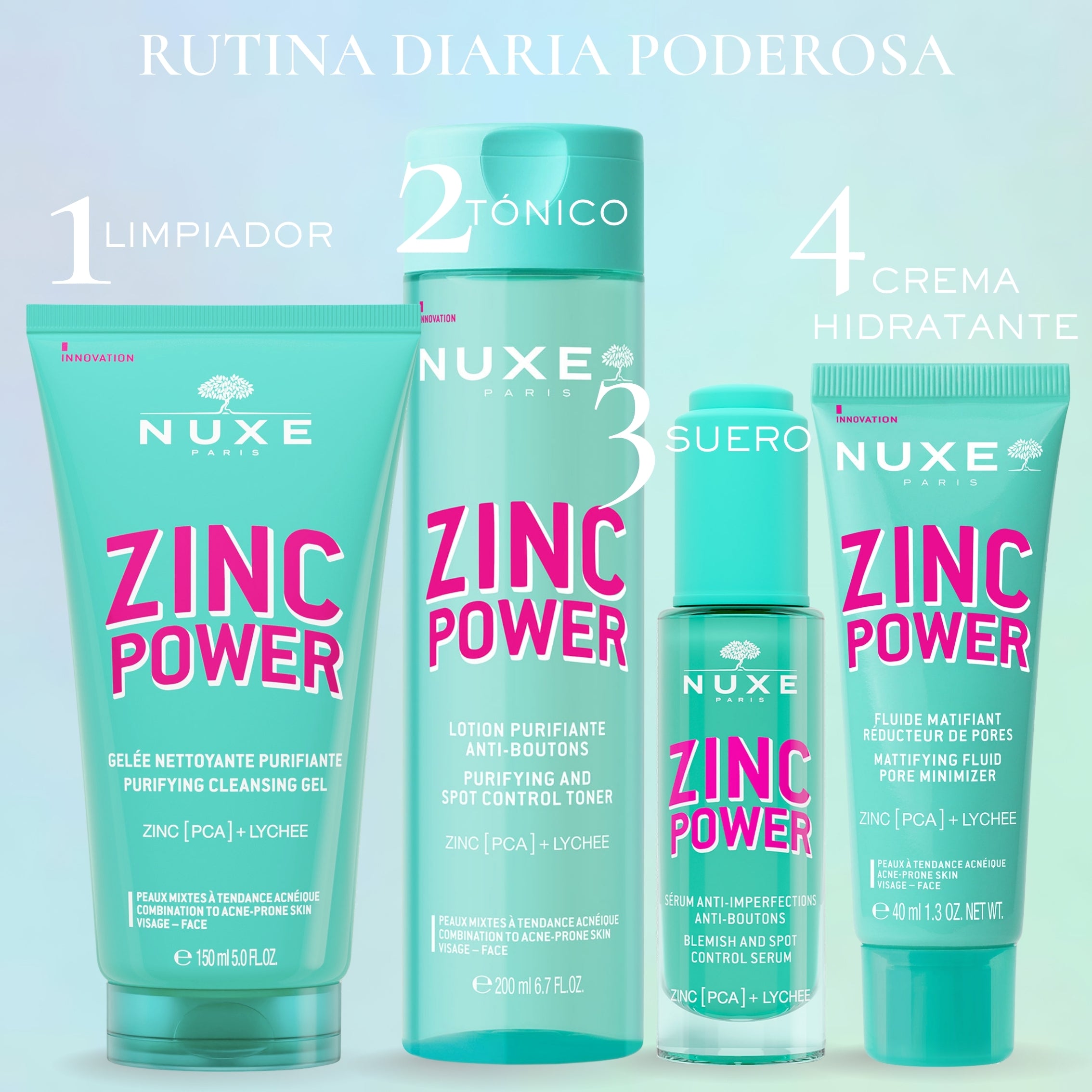 Nuxe Zinc Power Gel Limpiador Purificante 150ml - Control de Sebo, Puntos Negros e Impurezas