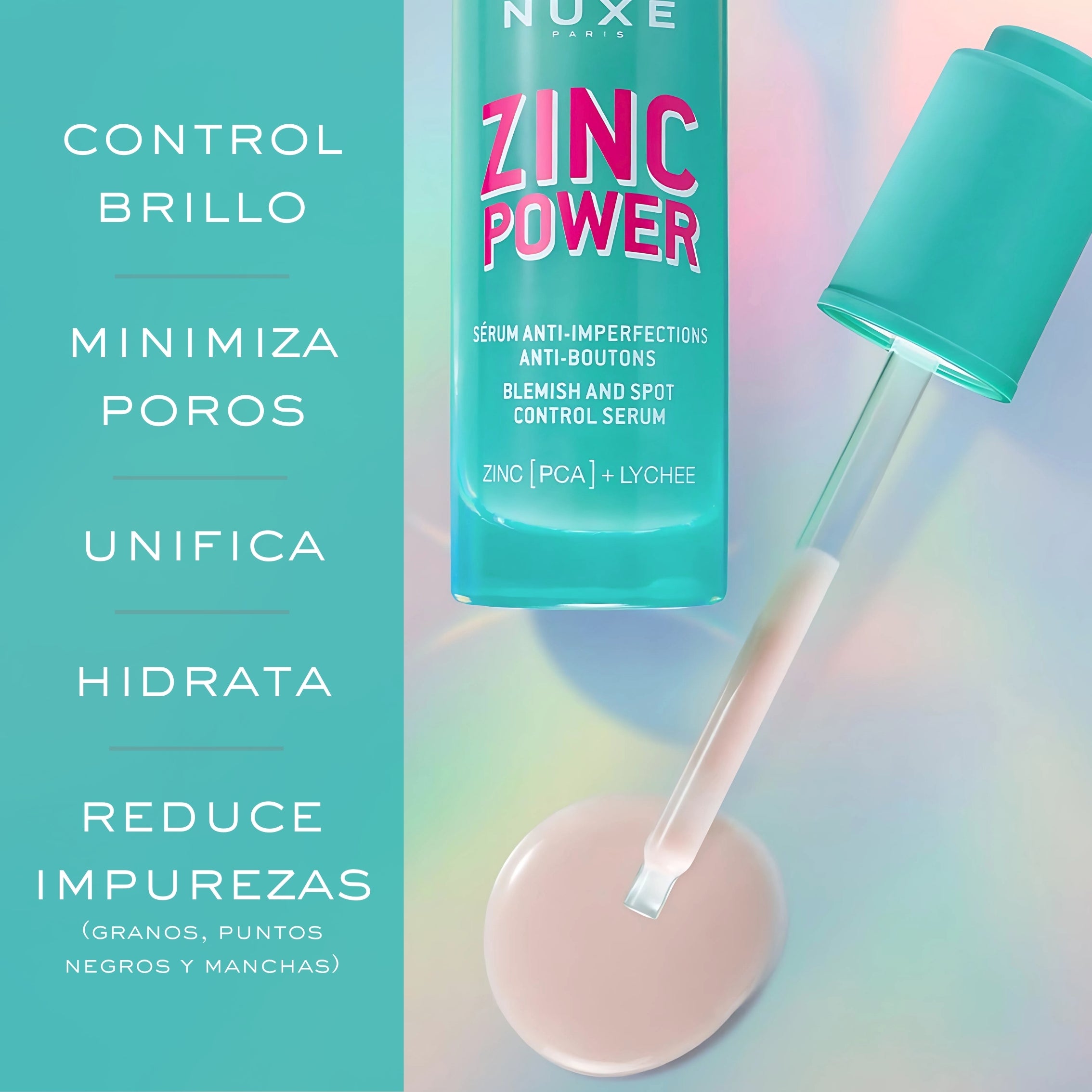 Nuxe Zinc Power Serum Anti-Imperfecciones 30ml - Control Acné, Manchas y Poros , Matifica e Hidrata