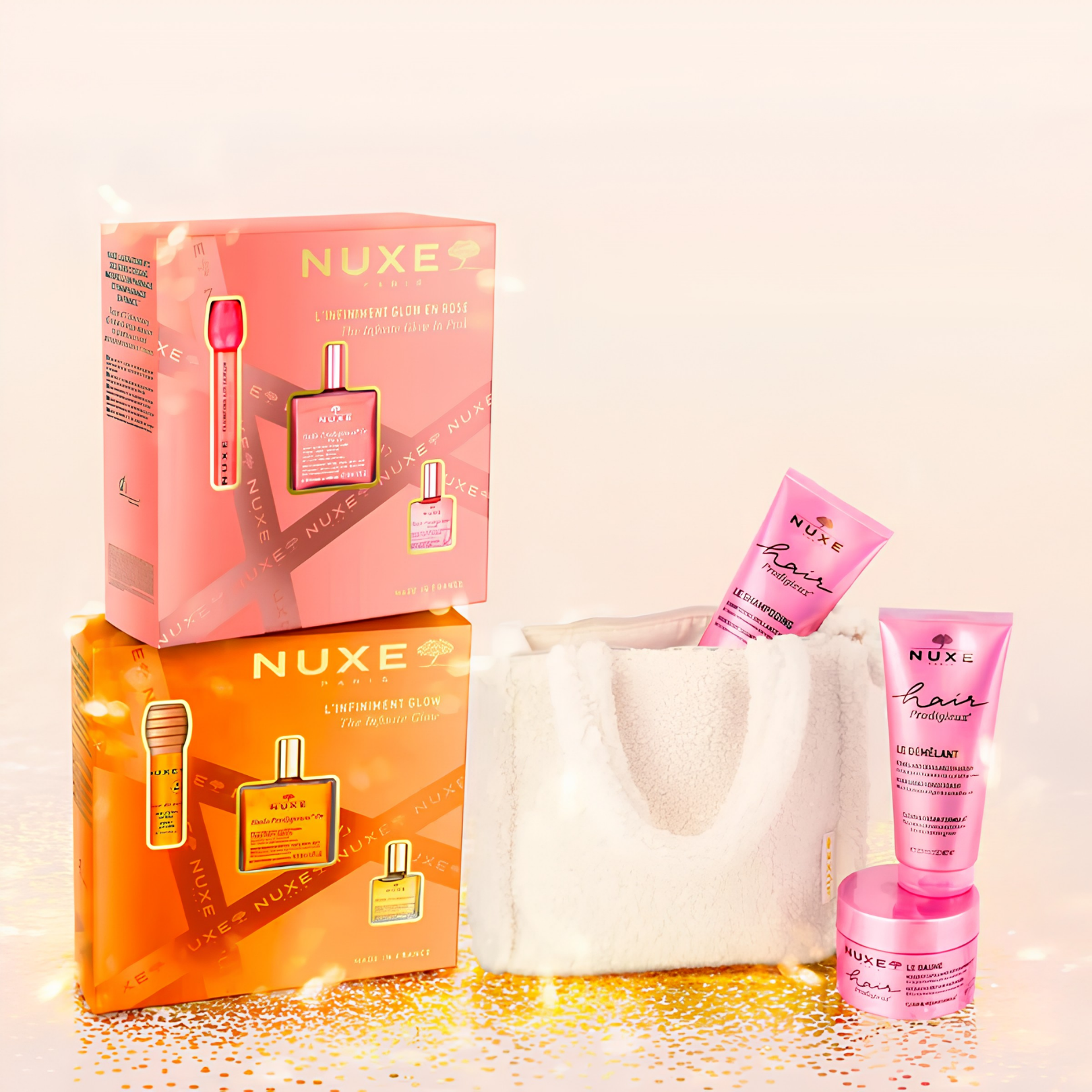 Nuxe Hair Prodigieux KIT - Bolsa + Ritual Capilar Completo Brillo y Nutrición Intensiva