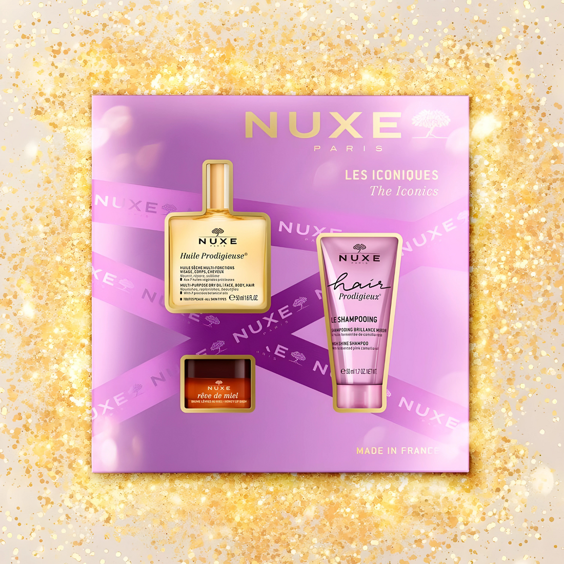Nuxe KIT The Iconics Best Sellers - Rutina Hidratación 360° Cuidado Integral para Piel, Cabello y Labios