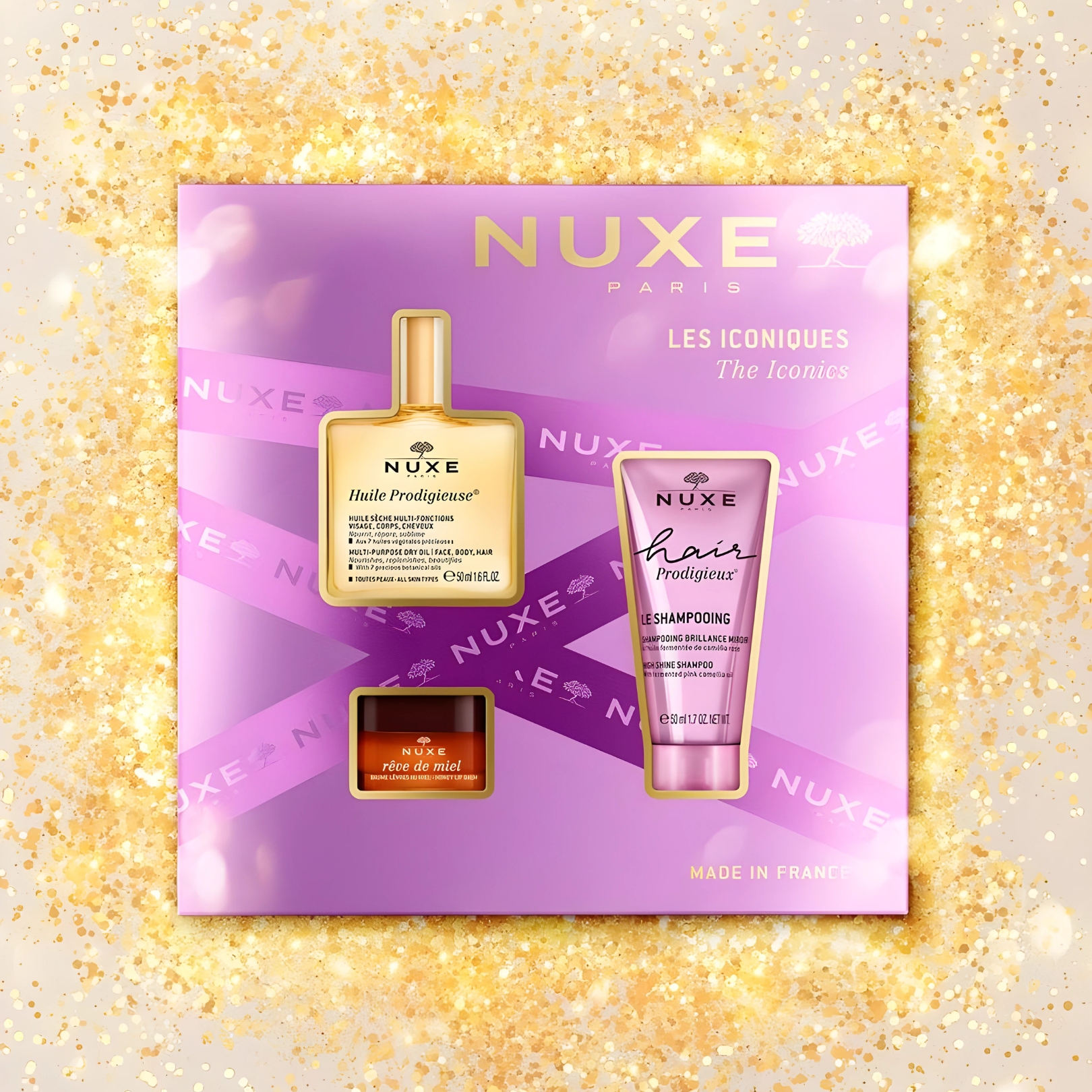 Nuxe KIT The Iconics Best Sellers - Rutina Hidratación 360° Cuidado Integral para Piel, Cabello y Labios