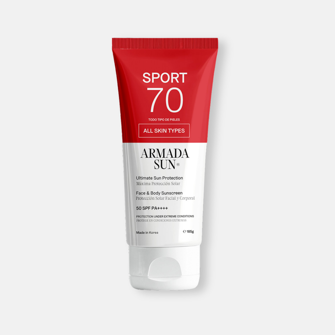 Armada Sport 70 SPF 50+ Bloqueador Solar Extremo - Invisible, Resistente al Agua y Sudor - 185g