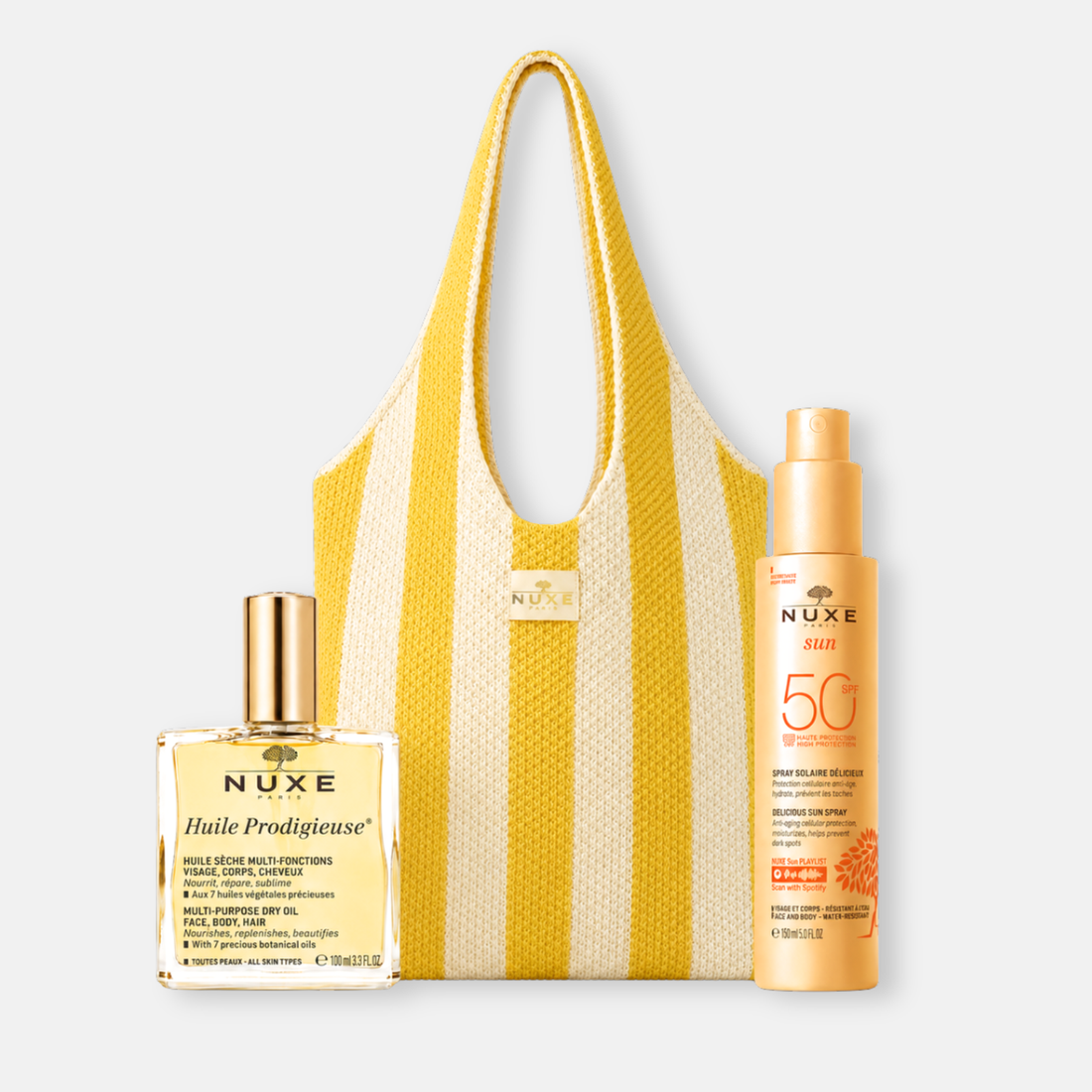 Nuxe KIT Sun Summer Essentials - Rutina Hidratación y Protección Solar SPF 50 + Summer Bag