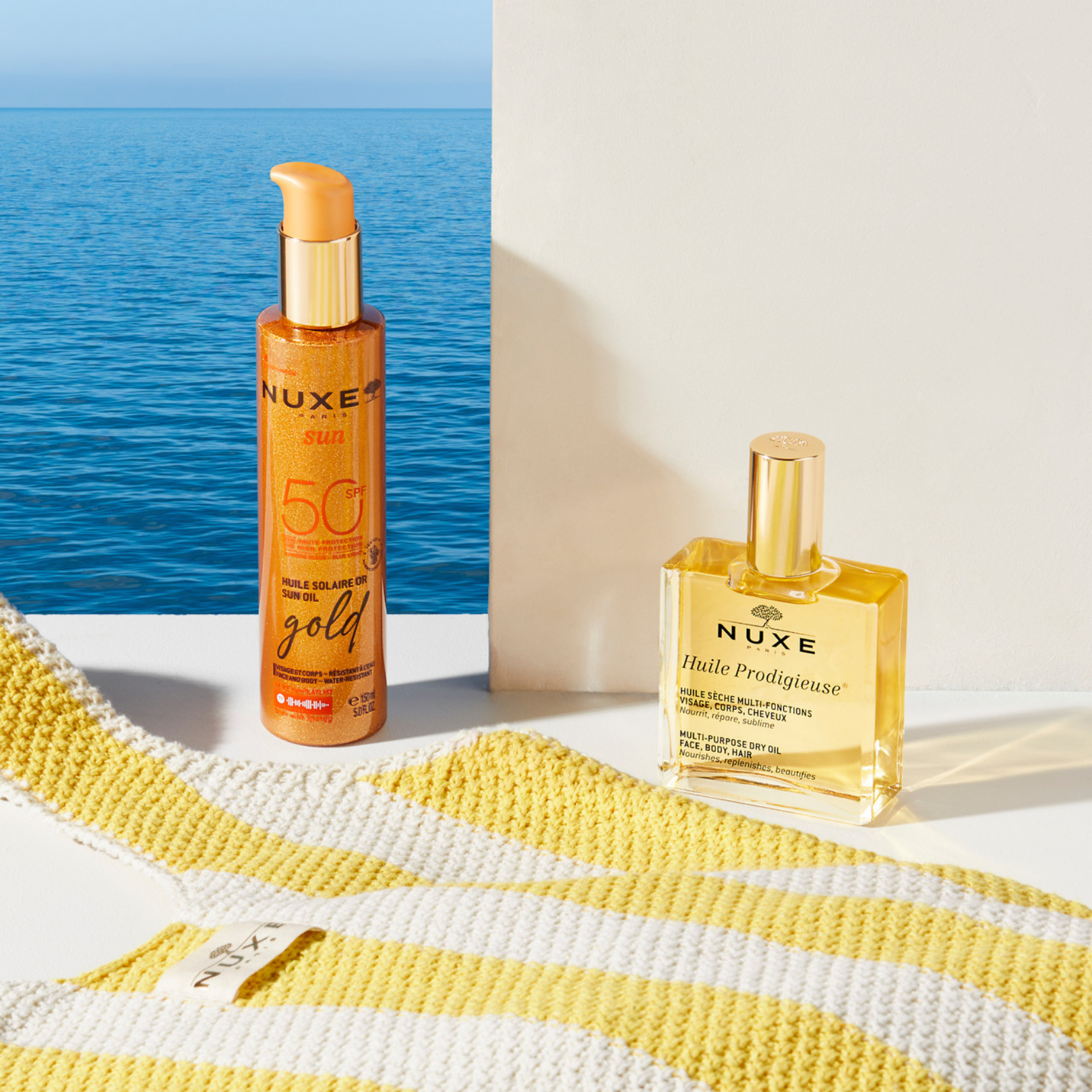 Nuxe Sun: Protector Solar Luminoso SPF 50 Gold 150 ml- Alta Protección con Brillo Dorado Antioxidante