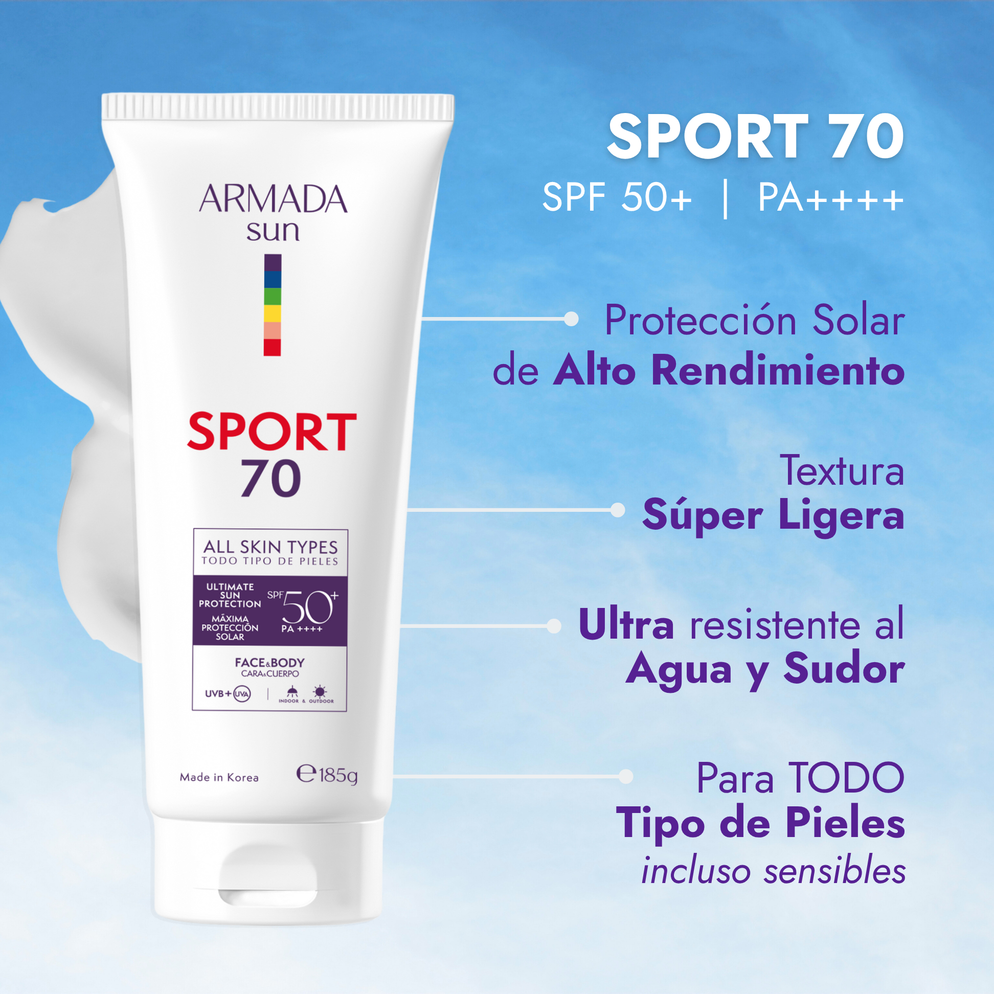 Pack Especial Armada Sport 70 SPF 50+ Bloqueador Solar Extremo - Invisible, Resiste al Agua y Sudor