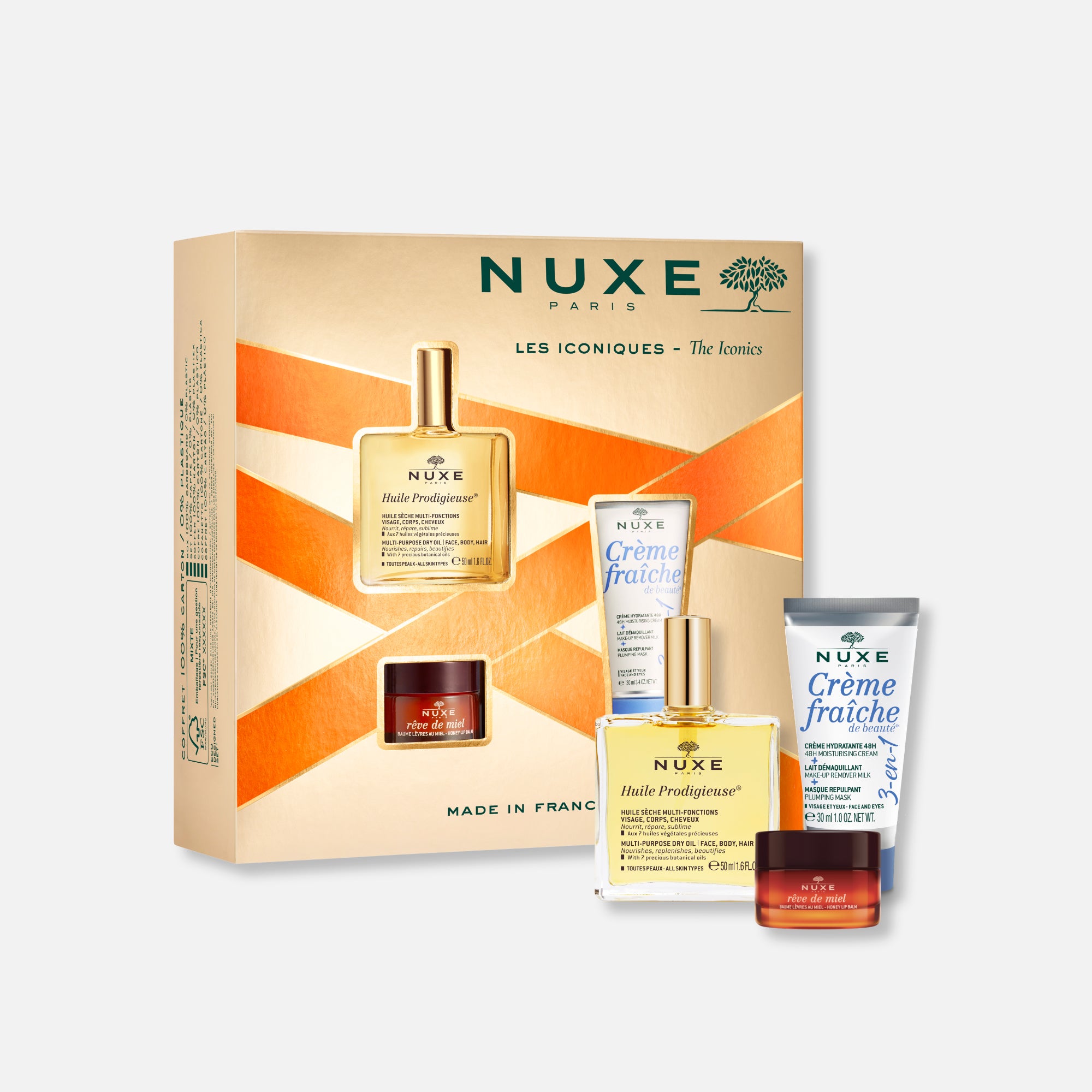 Nuxe Kit Esencial – Cuidado Hidratante y Reparador para Rostro, Cuerpo y Labios
