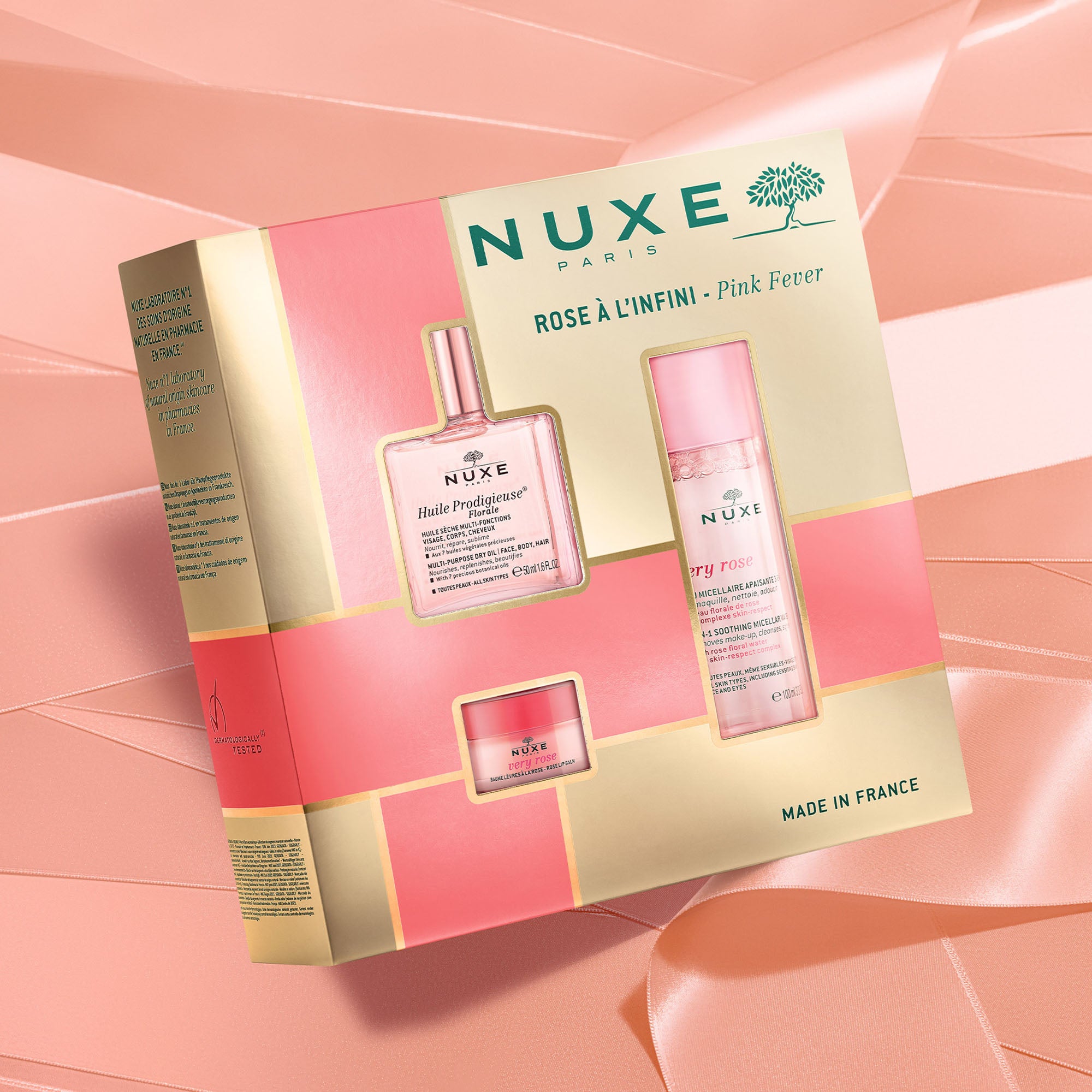 Nuxe Kit Best Sellers Pink Fever: Rutina Completa Rostro, Cuerpo y Labios - Hidrata, Repara, Embellece