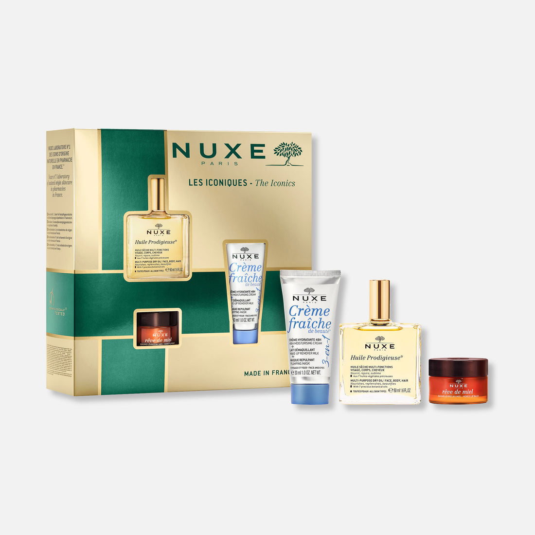 Nuxe The Iconics Coffret: Rutina Facial de Cuidado Diario - Hidratación, Nutrición y Reparación