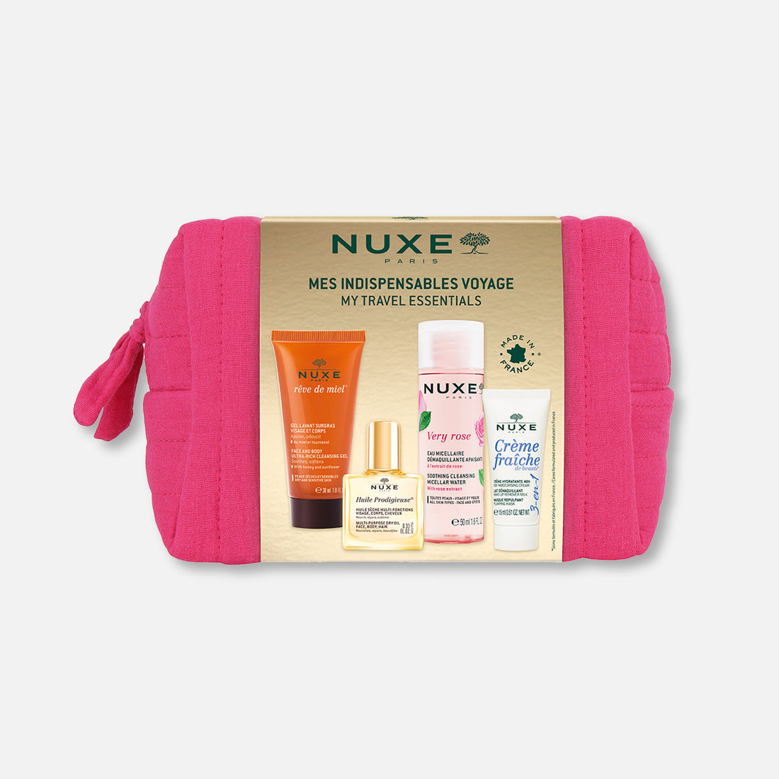 Nuxe Travel Kit 2025 + Neceser - Ritual de Hidratación y Limpieza en Rostro, Cuerpo y Cabello