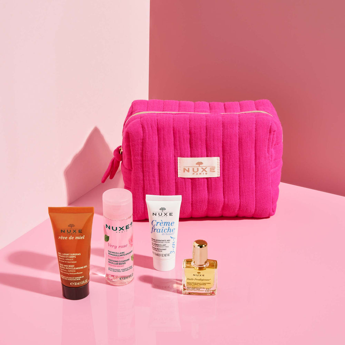 Nuxe Travel Kit 2025 + Neceser - Ritual de Hidratación y Limpieza en Rostro, Cuerpo y Cabello