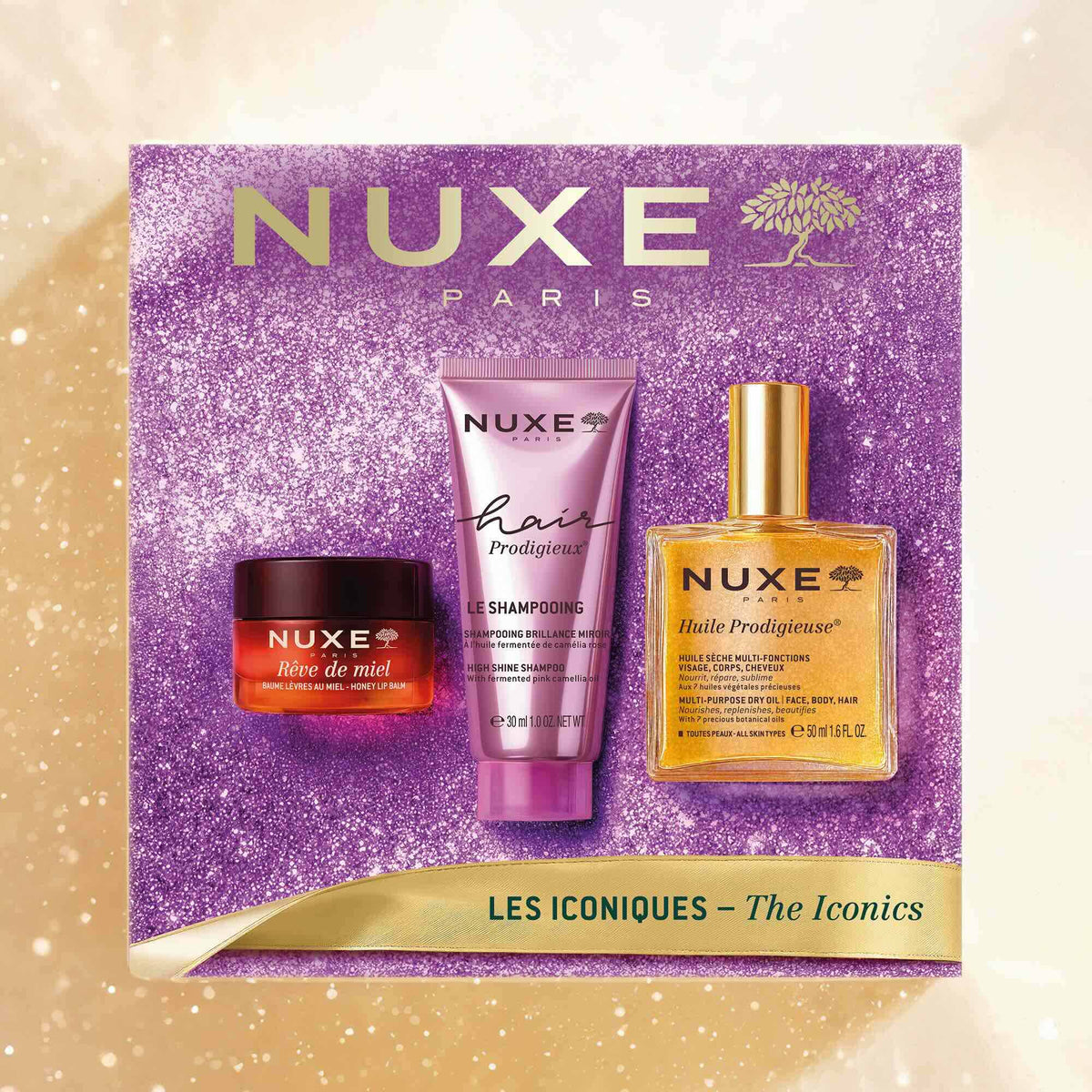 Nuxe KIT The Iconics Best Sellers - Ritual Icónico de Nutrición & Luminosidad para Piel y Cabello