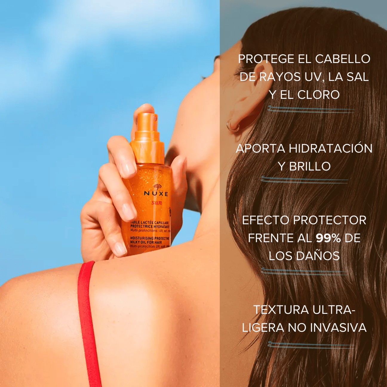 Nuxe Sun: Aceite Capilar Protector 100 ml - Hidratación & Brillo con Filtro UV