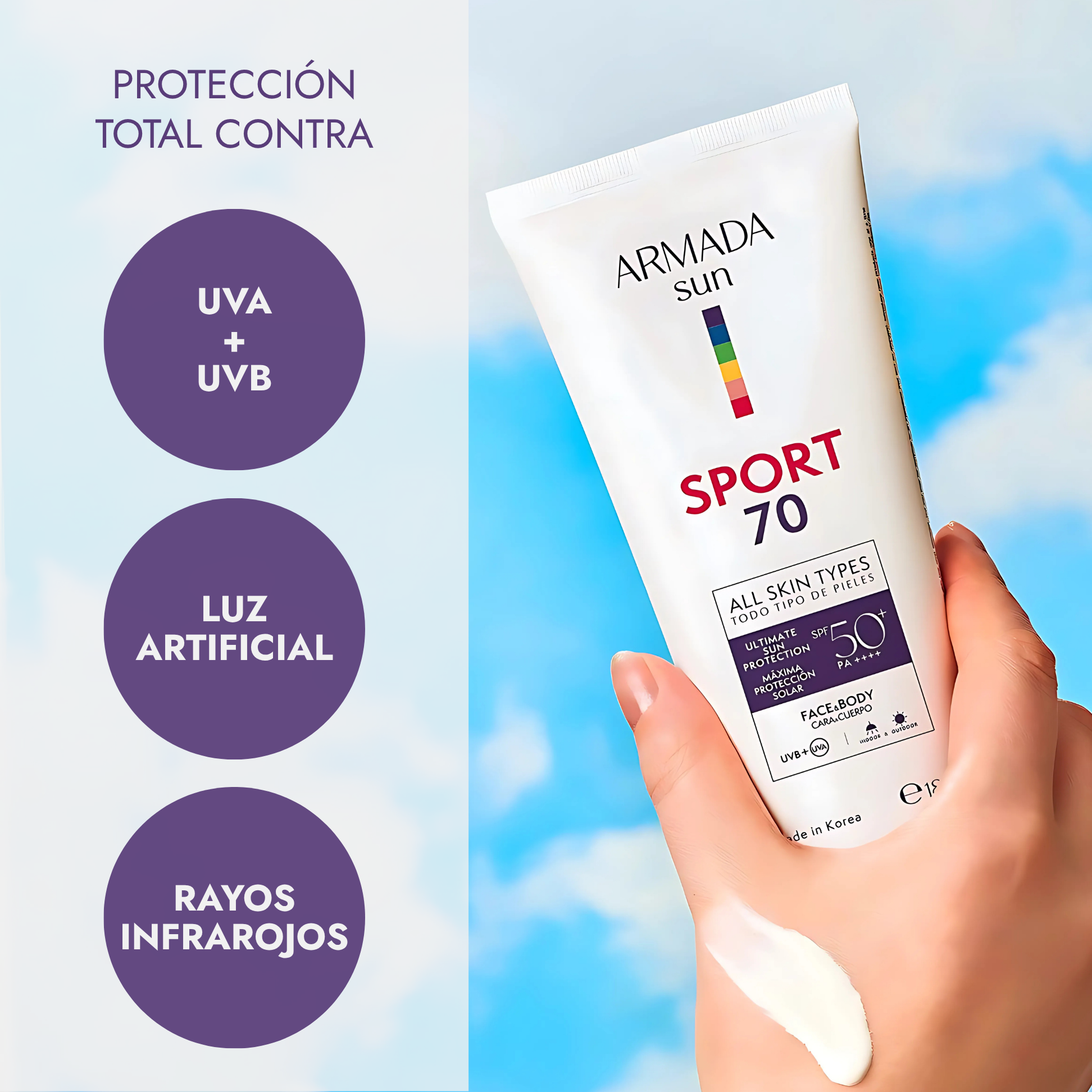 Pack Especial Armada Sport 70 SPF 50+ Bloqueador Solar Extremo - Invisible, Resiste al Agua y Sudor