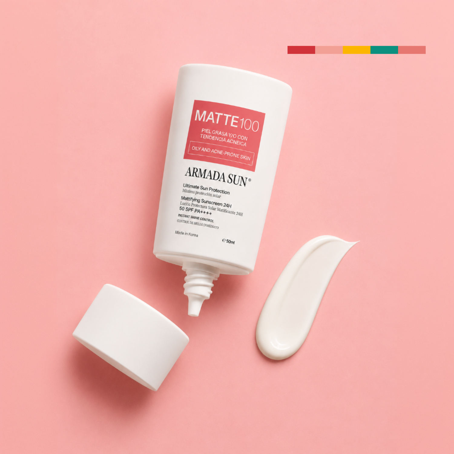 Armada Sun Protector Solar Facial Matte 100 SPF 50+ Control Acné y Grasa 24h, Tecnología Coreana - 50 ml