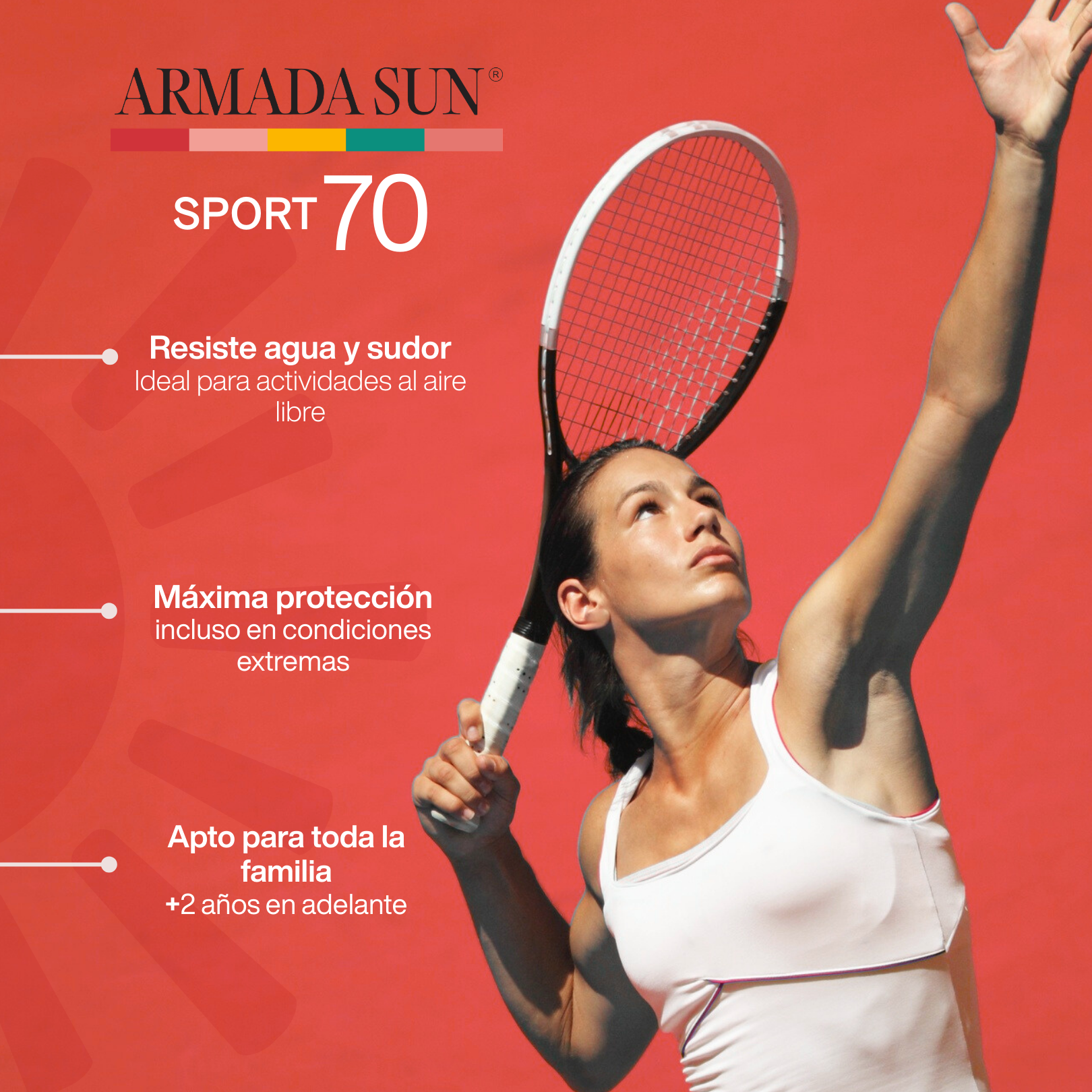 Armada Sport 70 SPF 50+ Bloqueador Solar Extremo - Invisible, Resistente al Agua y Sudor - 185g