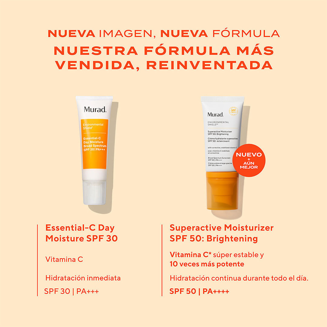 Murad Superactive SPF 50 Moisturizer - Protector Solar 3 en 1 Antimanchas Iluminador con Vitamina C