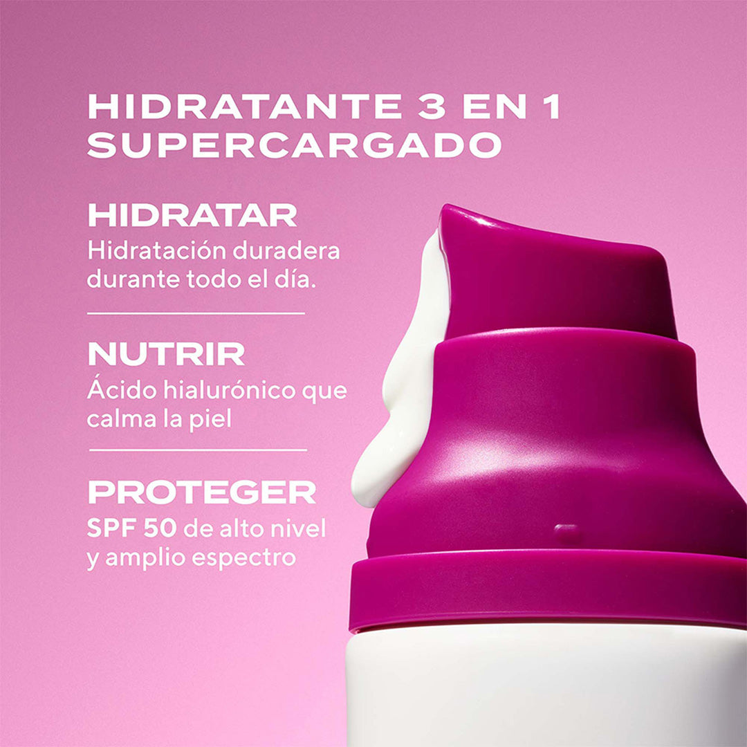 Murad Superactive SPF 50 Moisturizer - Protector Solar 3 en 1 de Alta Hidratación con Ácido Hialurónico