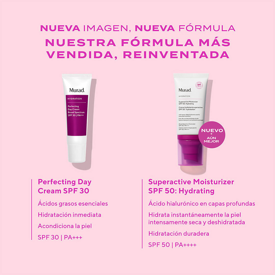 Murad Superactive SPF 50 Moisturizer - Protector Solar 3 en 1 de Alta Hidratación con Ácido Hialurónico