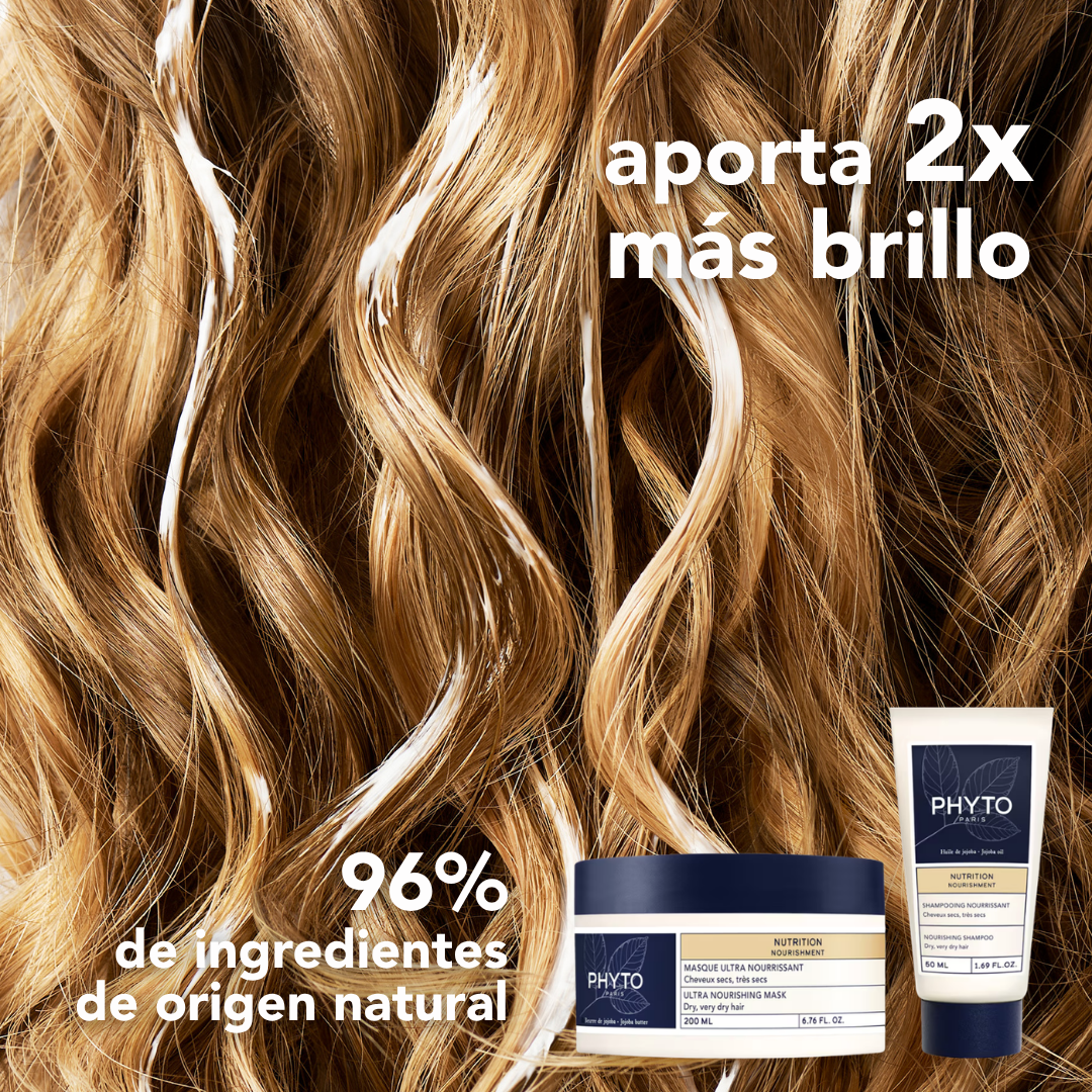Phyto Set Nutrición: Mascarilla 200 ml + Shampoo 50 ml - Rutina Completa para Cabello Seco