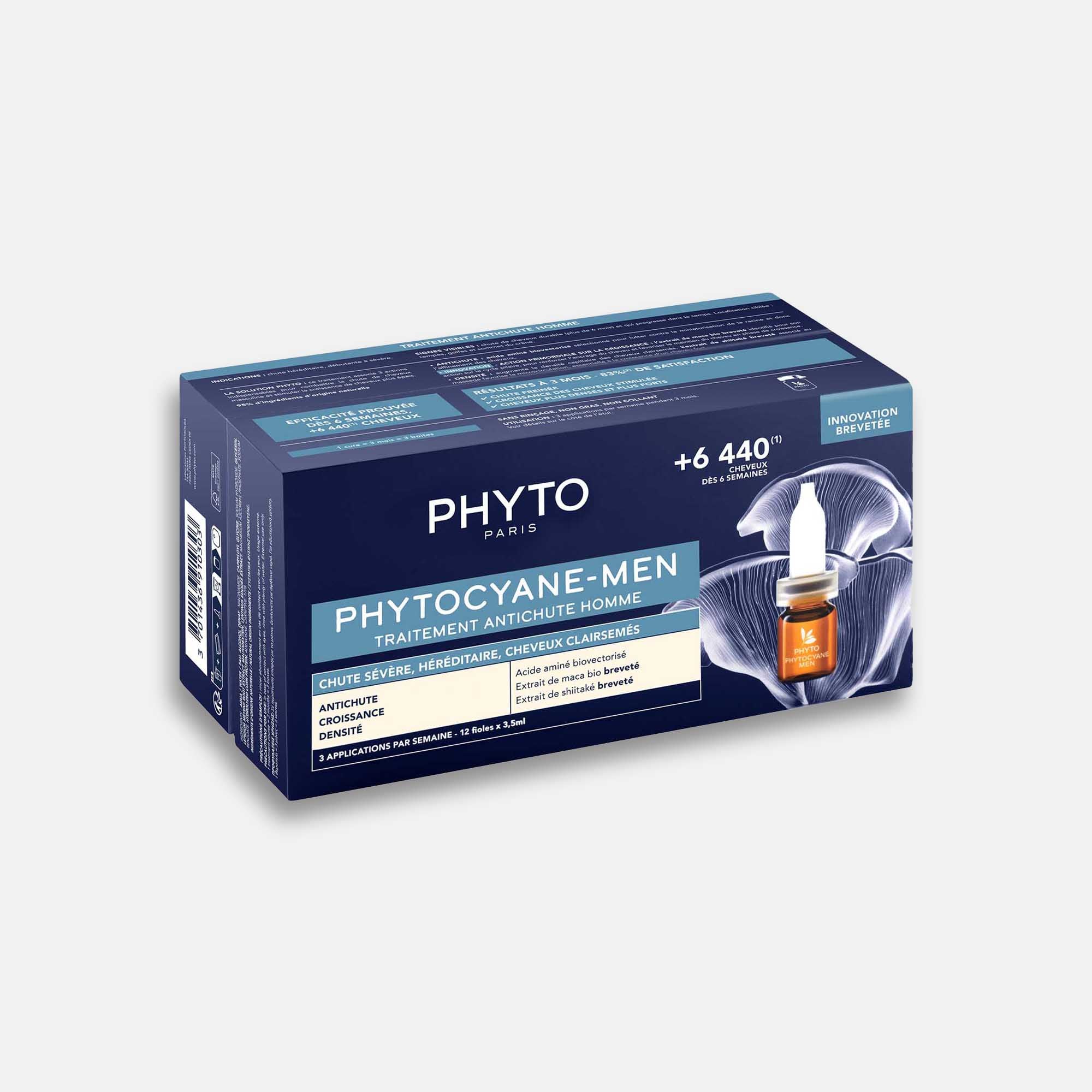 Phyto Phytocyane Hombre Ampolletas 12x3.5ml- Anti-Caída Progresiva, Hormonal, Hereditaria