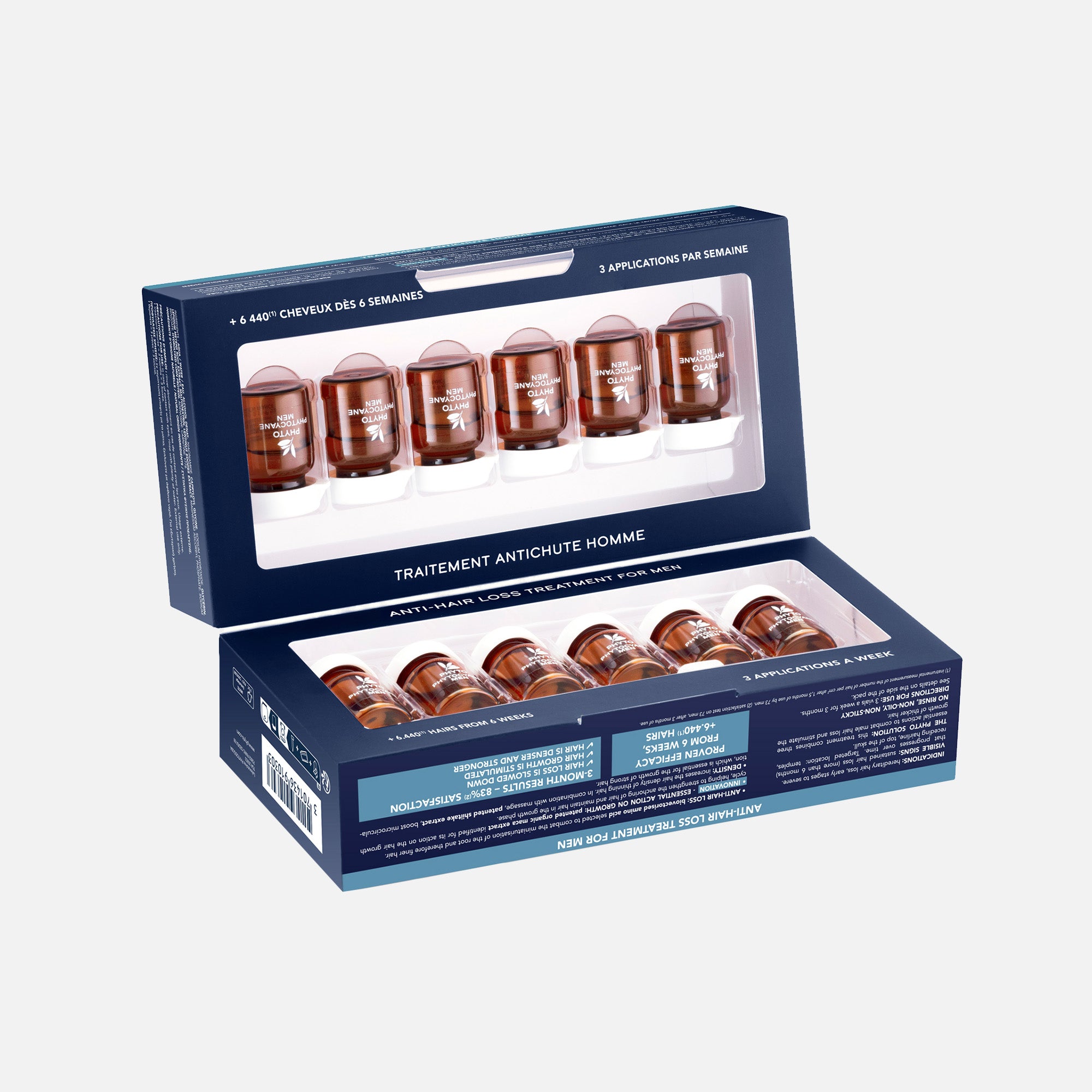 Phyto Set Anticaída Progresiva Hombre: Shampoo + Ampolletas - Reduce la Caída y Estimula Crecimiento