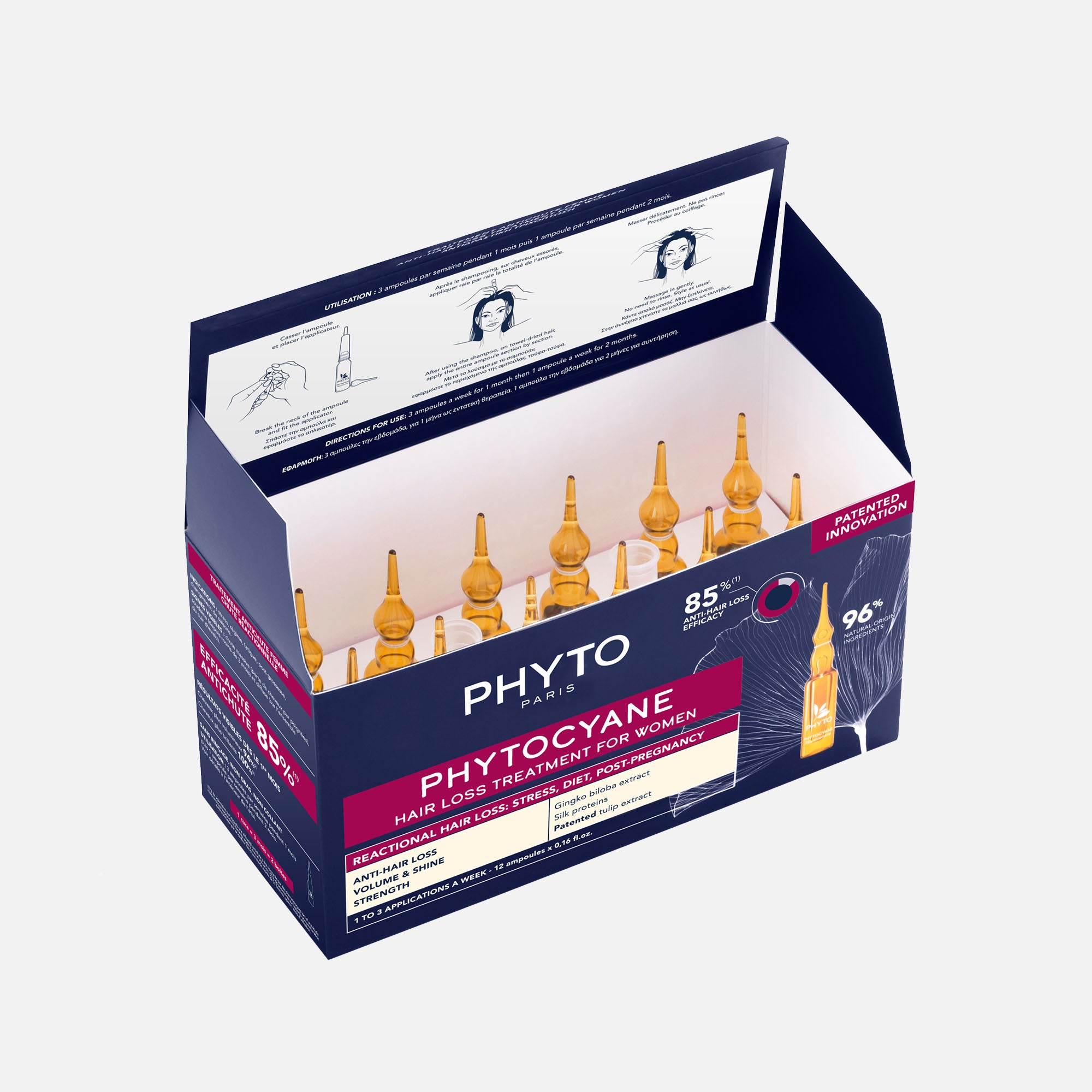 Phyto Set Anticaída Progresiva Mujer: Shampoo + Ampolletas - Reduce la Caída y Estimula Crecimiento