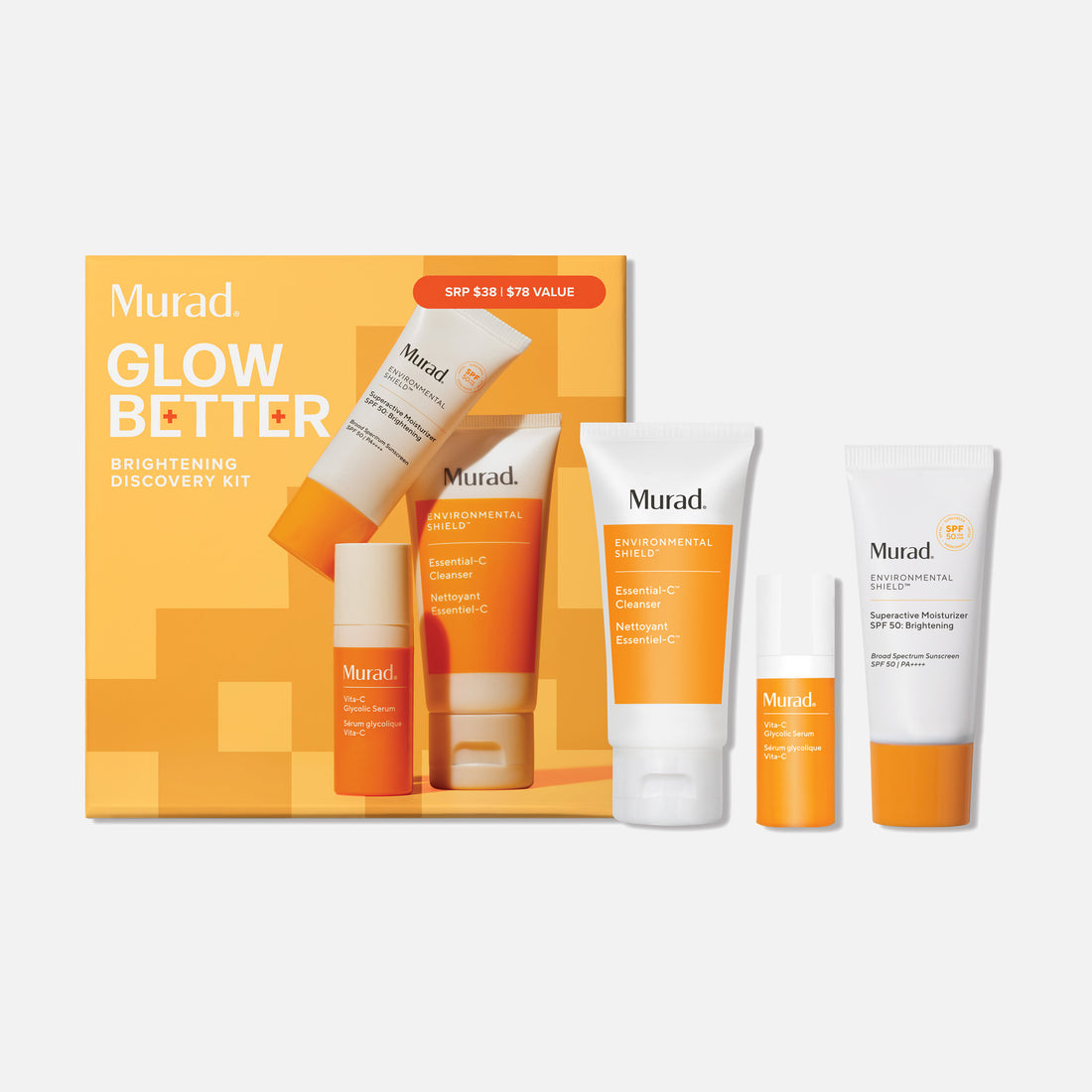 Murad Kit Essential-C Trial: Rutina Luminosidad Antimanchas - Limpiador, Serum Glicólico y SPF 50