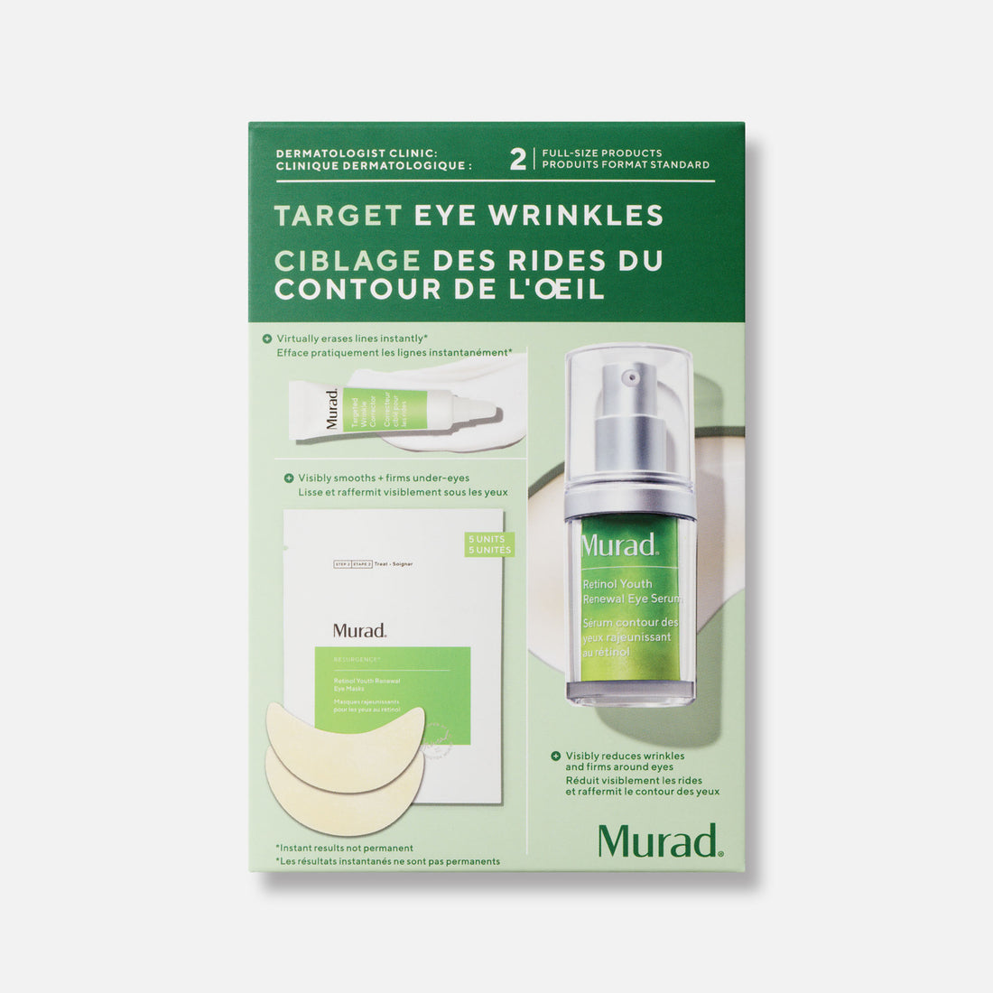 Murad Kit Target Eye Wrinkles: Retinol, Ácido Hialurónico y Péptidos para Contorno Ojos sin Arrugas