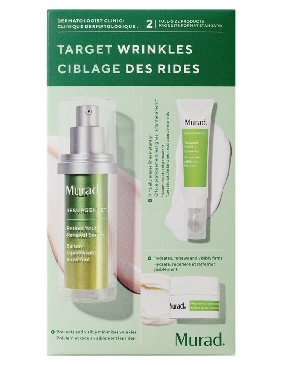 Murad Kit Target Wrinkles: Retinol Antiedad para Piel Joven, Arrugas, Luminosidad