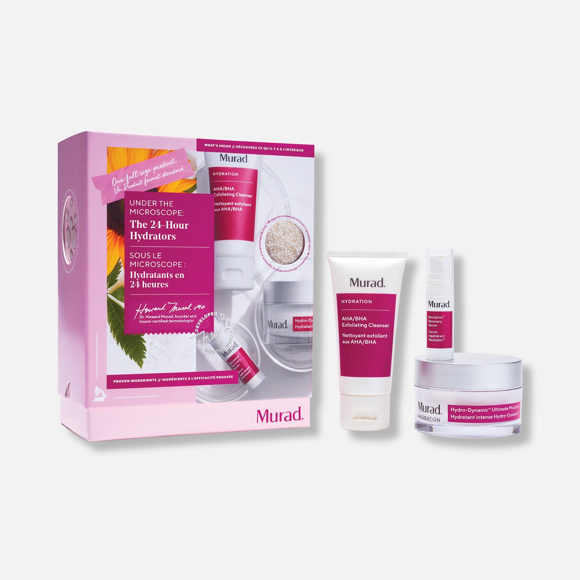 Murad Kit The 24-Hour Hydrators - Hidratación Facial Intensiva con Crema, Suero y Limpiador Exfoliante