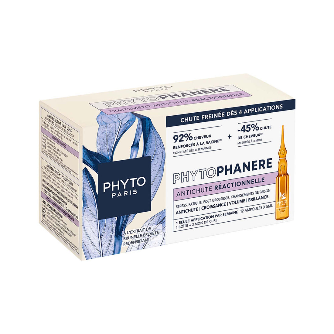Phyto Phytophanere Tratamiento Anticaída Reaccional 12 Ampolletas x 5 ml - Fuerza, Densidad y Volumen