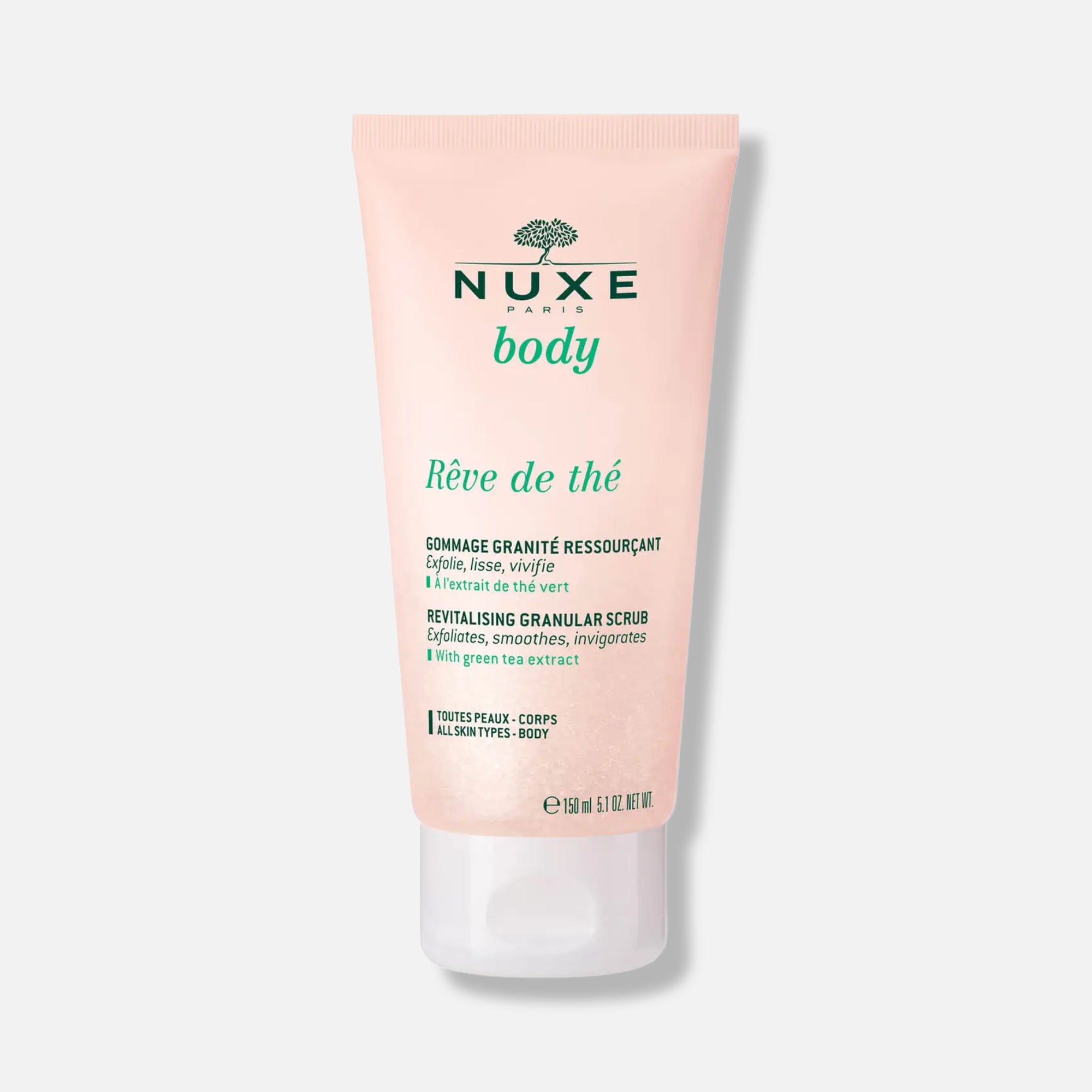 Nuxe Rêve de Thé Exfoliante 150ml - Exfoliación Suave, Revitalizante, Té Verde, Bambú