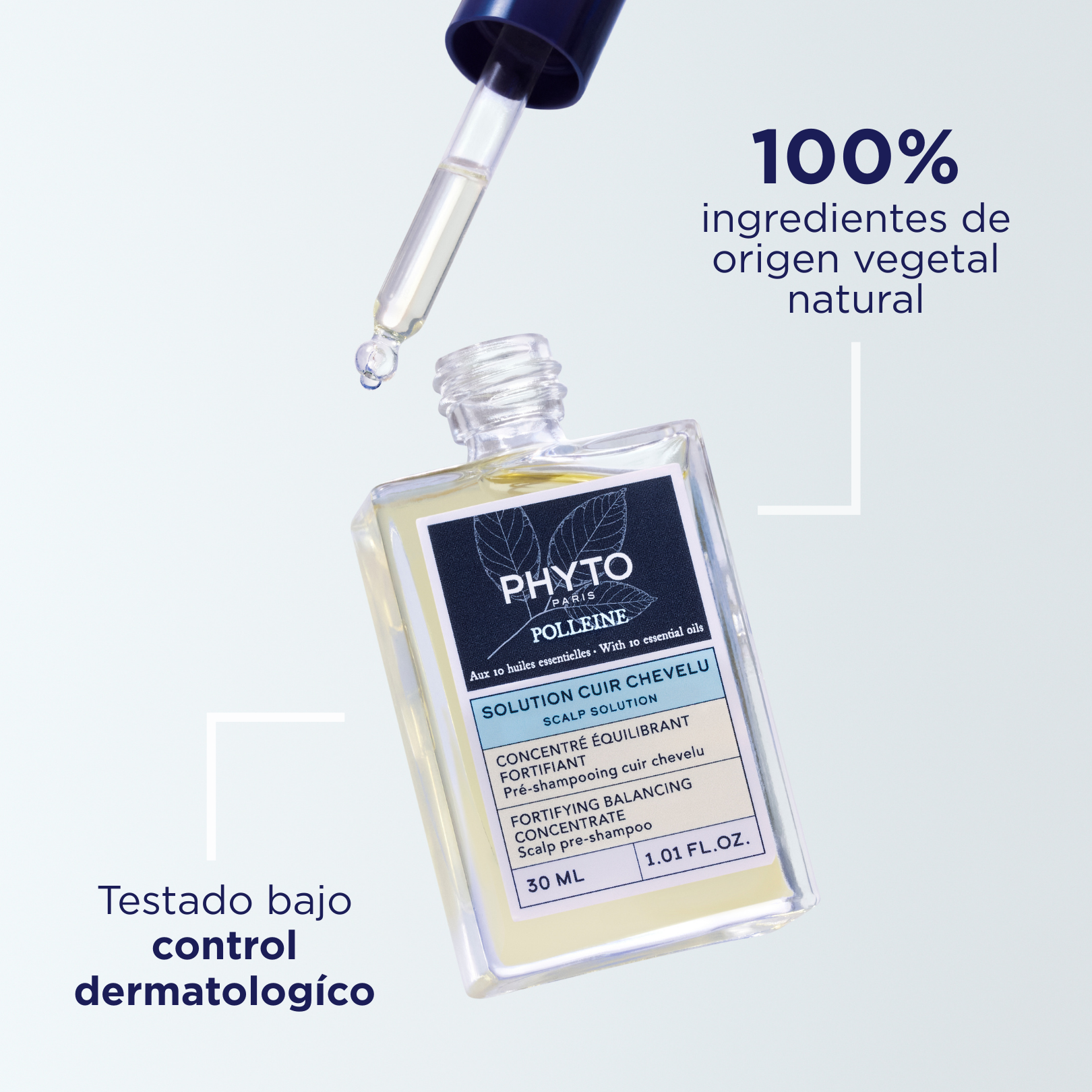 Phyto Polleine Concentrado Equilibrante Pre-Shampoo 30ml - Purifica, Fortalece y Revitaliza