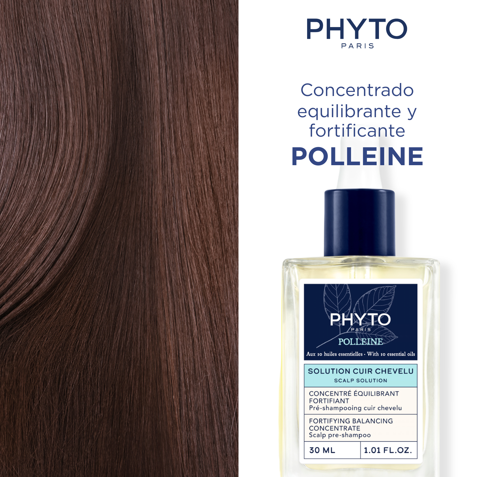 Phyto Polleine Concentrado Equilibrante Pre-Shampoo 30ml - Purifica, Fortalece y Revitaliza