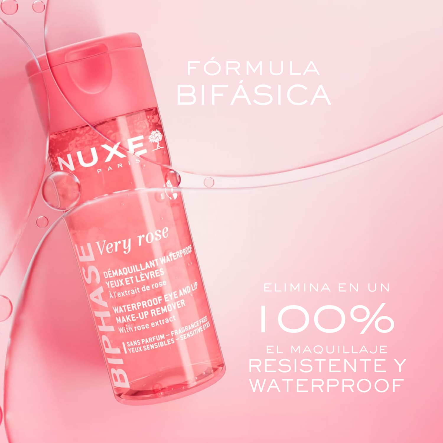 Nuxe Very Rose Desmaquillante Bifásico Waterproof Ojos y Labios 100ml