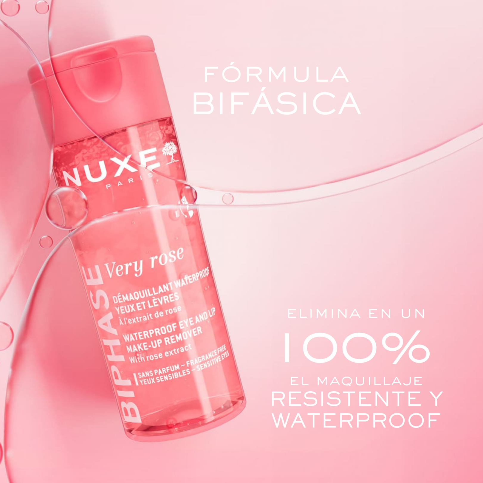 Nuxe Very Rose Desmaquillante Bifásico Waterproof Ojos y Labios 100ml