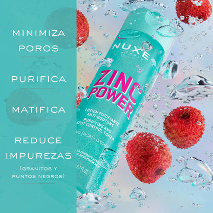 Nuxe Zinc Power Tónico Purificante 200ml - Minimiza Poros, Reduce Imperfecciones y Matifica