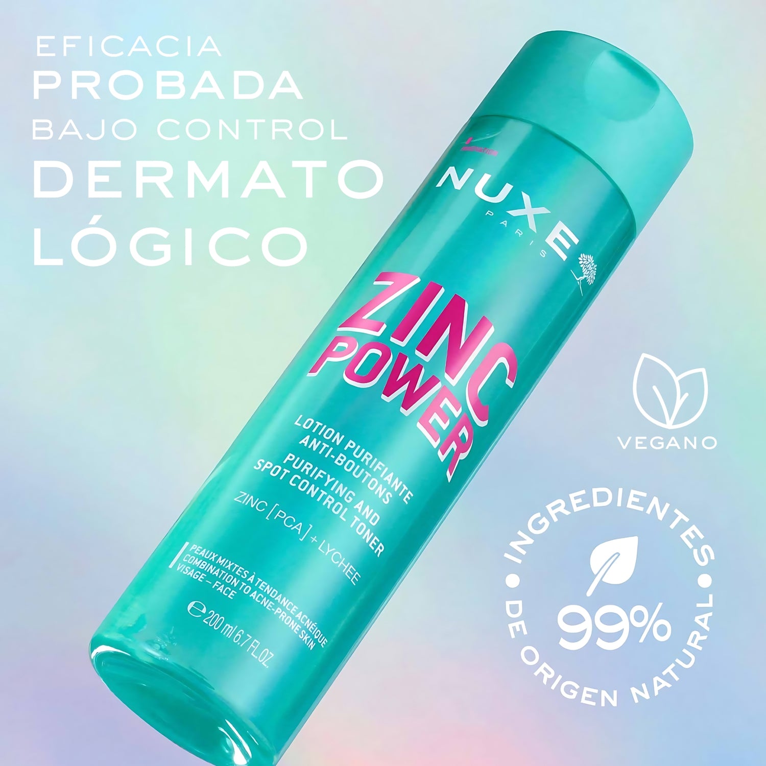 Nuxe Zinc Power Tónico Purificante 200ml - Minimiza Poros, Reduce Imperfecciones y Matifica