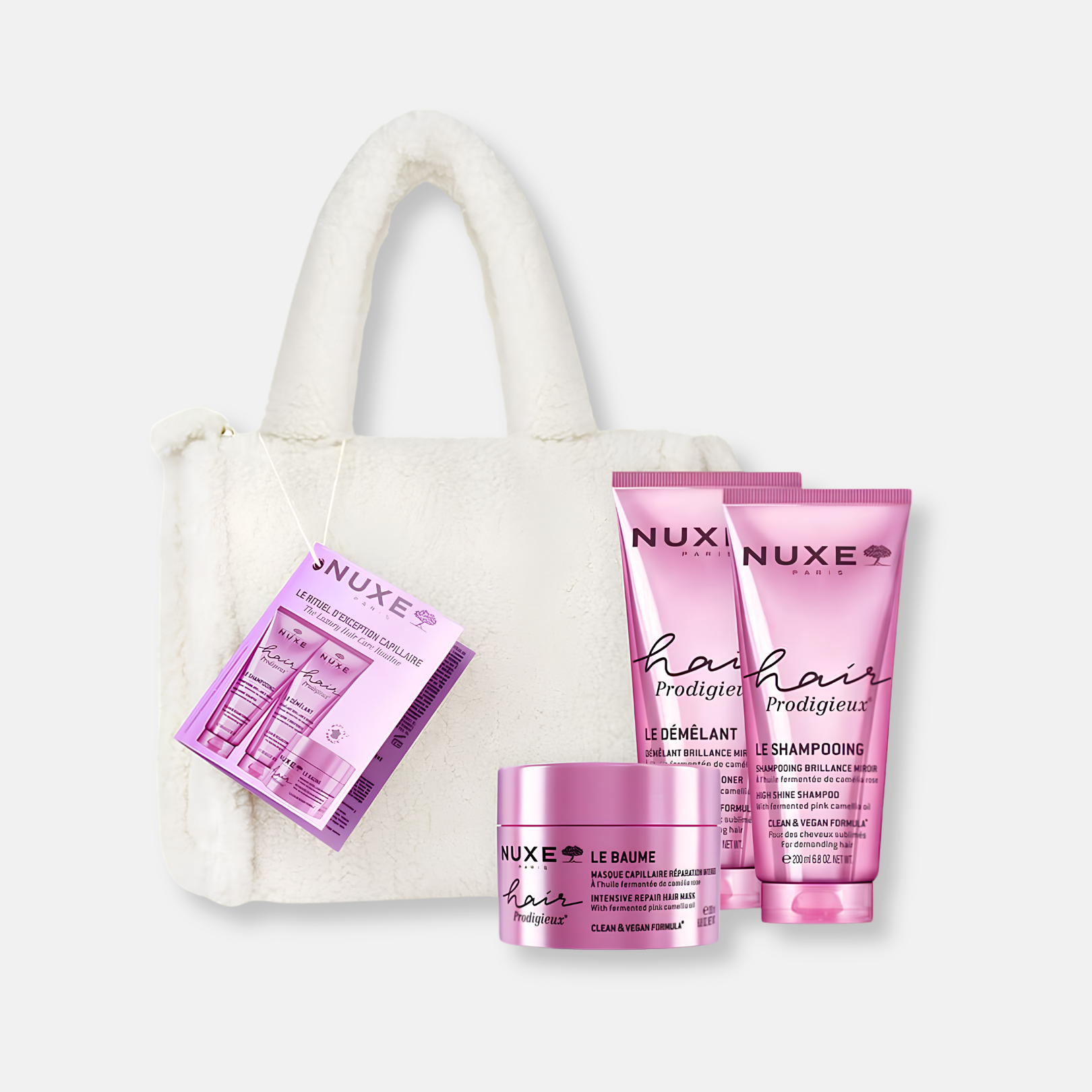 Nuxe Hair Prodigieux KIT - Bolsa + Ritual Capilar Completo Brillo y Nutrición Intensiva