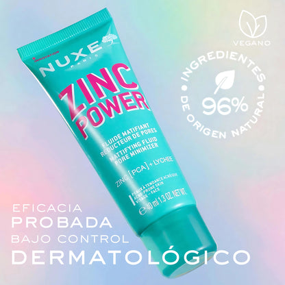 Nuxe Zinc Power Crema Ligera Matificante 40ml - Minimiza Poros, Reduce Exceso Sebo y Brillo