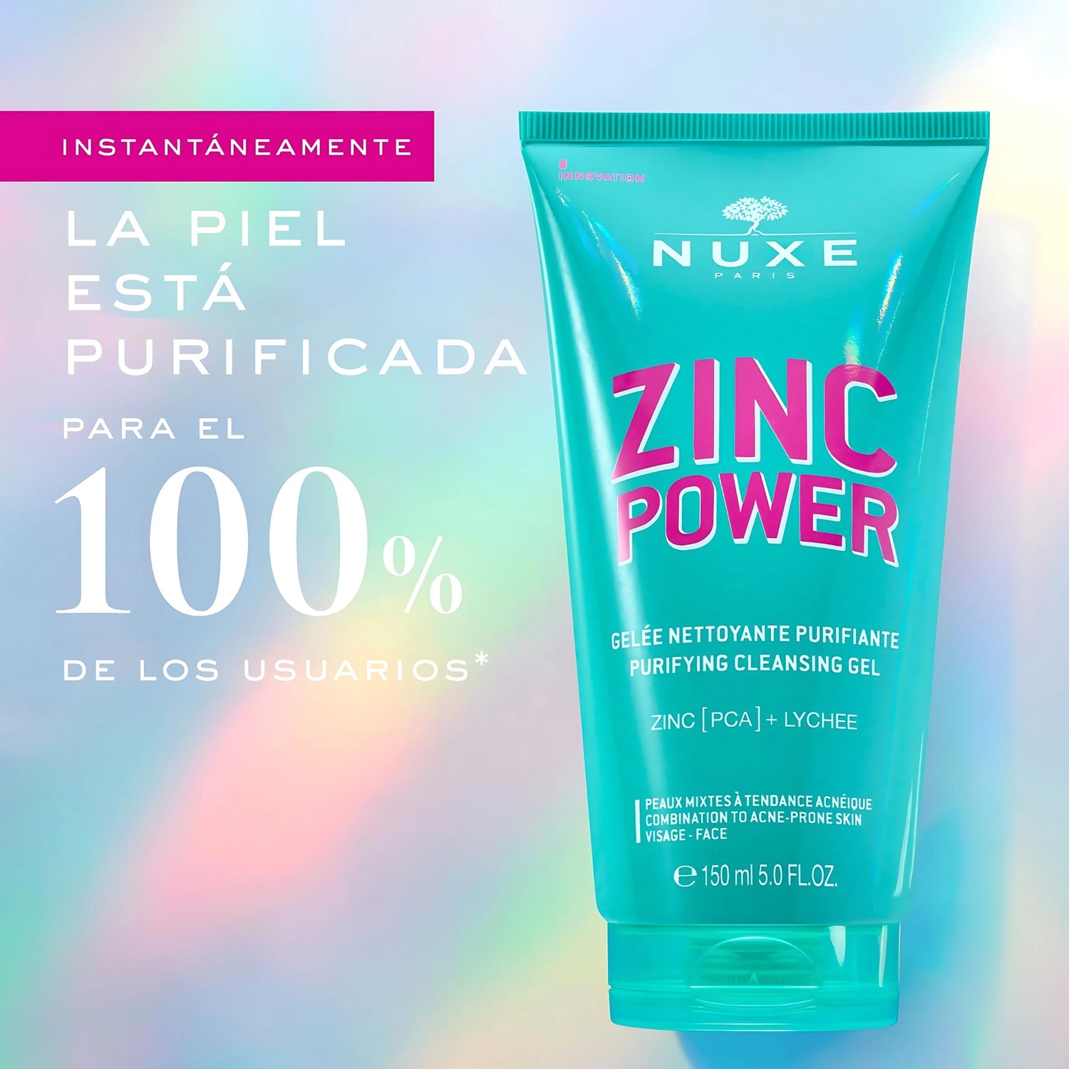 Nuxe Zinc Power Gel Limpiador Purificante 150ml - Control de Sebo, Puntos Negros e Impurezas