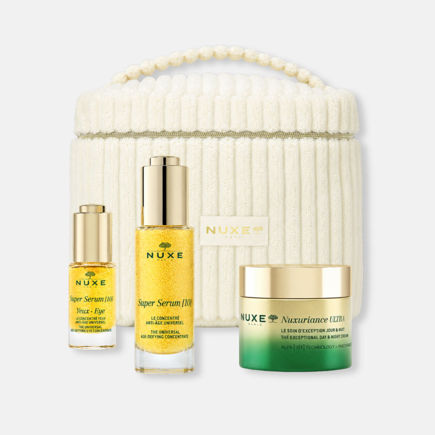 Nuxe KIT Super Serum + Nuxuriance - Rutina Antiedad Global Luminosa + Vanity Bag