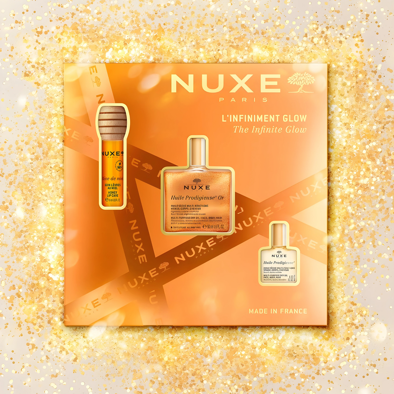 Nuxe KIT Infinite Glow Best Sellers - Rutina Iluminación Piel y Labios: Ilumina, Hidrata y Repara