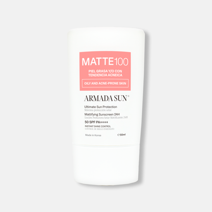 Armada Sun Protector Solar Facial Matte 100 SPF 50+ Control Acné y Grasa 24h, Tecnología Coreana - 50 ml