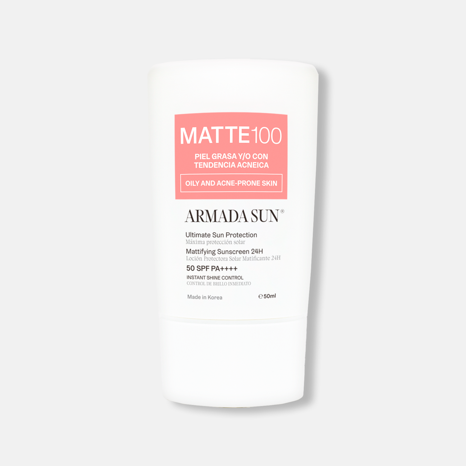 Armada Sun Protector Solar Facial Matte 100 SPF 50+ Control Acné y Grasa 24h, Tecnología Coreana - 50 ml