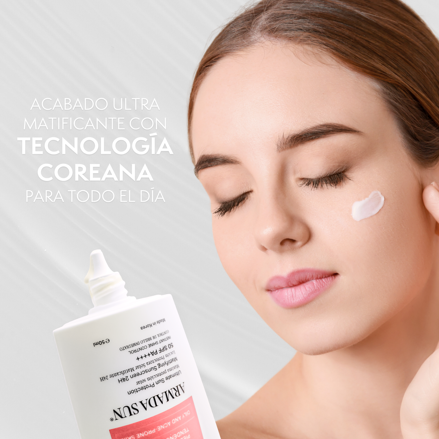 Armada Sun Protector Solar Facial Matte 100 SPF 50+ Control Acné y Grasa 24h, Tecnología Coreana - 50 ml