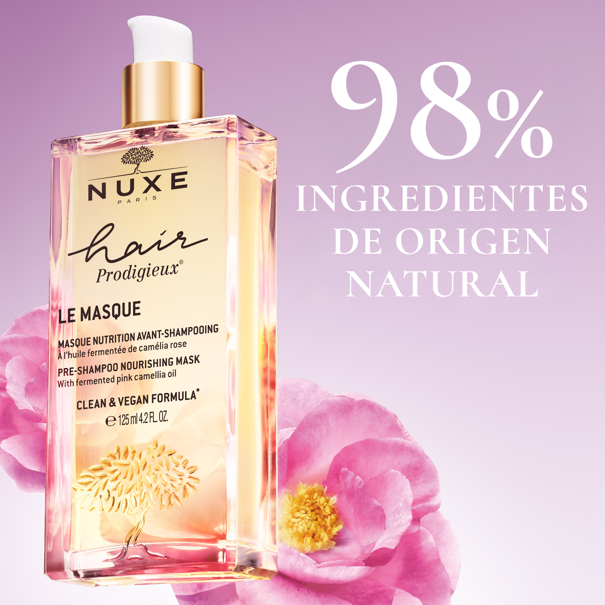 Nuxe Hair Prodigieux Pre-Shampoo 125ml - Mascarilla Capilar Nutritiva Reparadora de Brillo Intenso